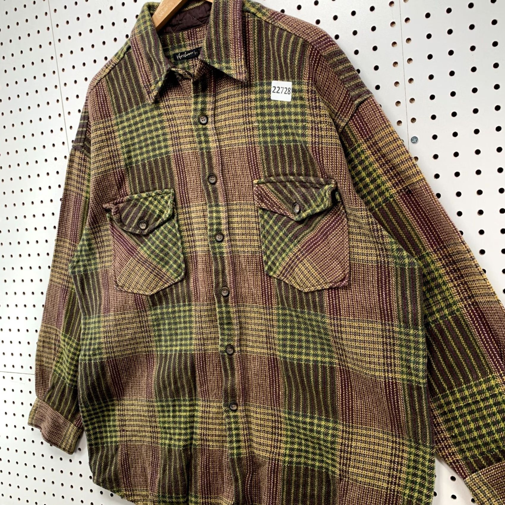 Vintage Hardwear By Silenzo Flannel Shirt Men XL Brown Knit Heavyweight Button Size US XL / EU 56 / 4 - 6 Thumbnail