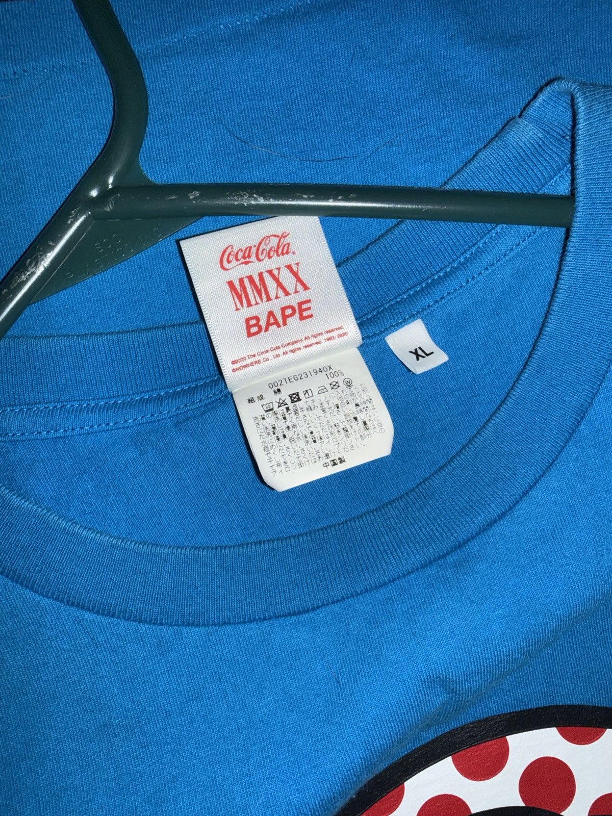 Bape × Coca Cola BAPE x Coca-Cola blue T-shirt Size XL Size US XL / EU 56 / 4 - 6 Thumbnail