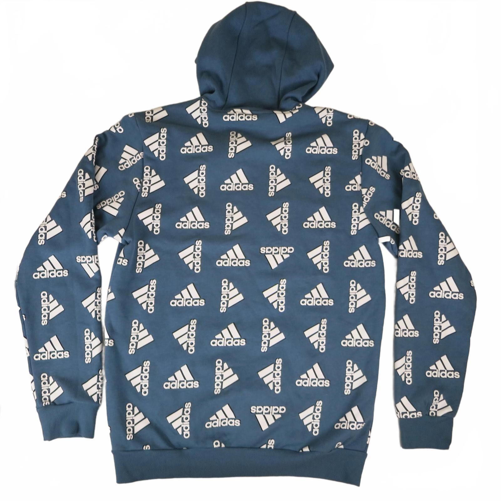 Adidas Men's Medium adidas Blue All-Over Logo Print Hoodie NWT Size US M / EU 48-50 / 2 - 6 Thumbnail