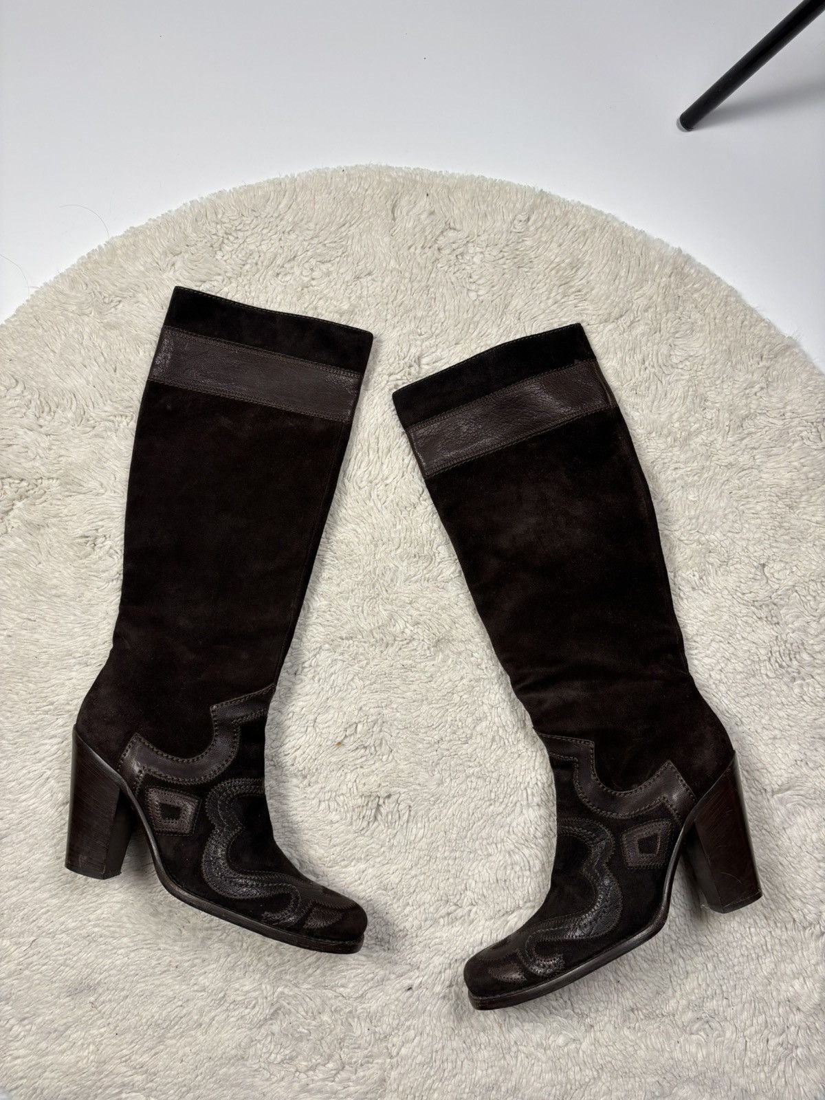 Miu Miu Miu Miu Vintage Cowboy Camperos Suede Brown Boots Rare Size US 7 / IT 37 - 1 Thumbnail