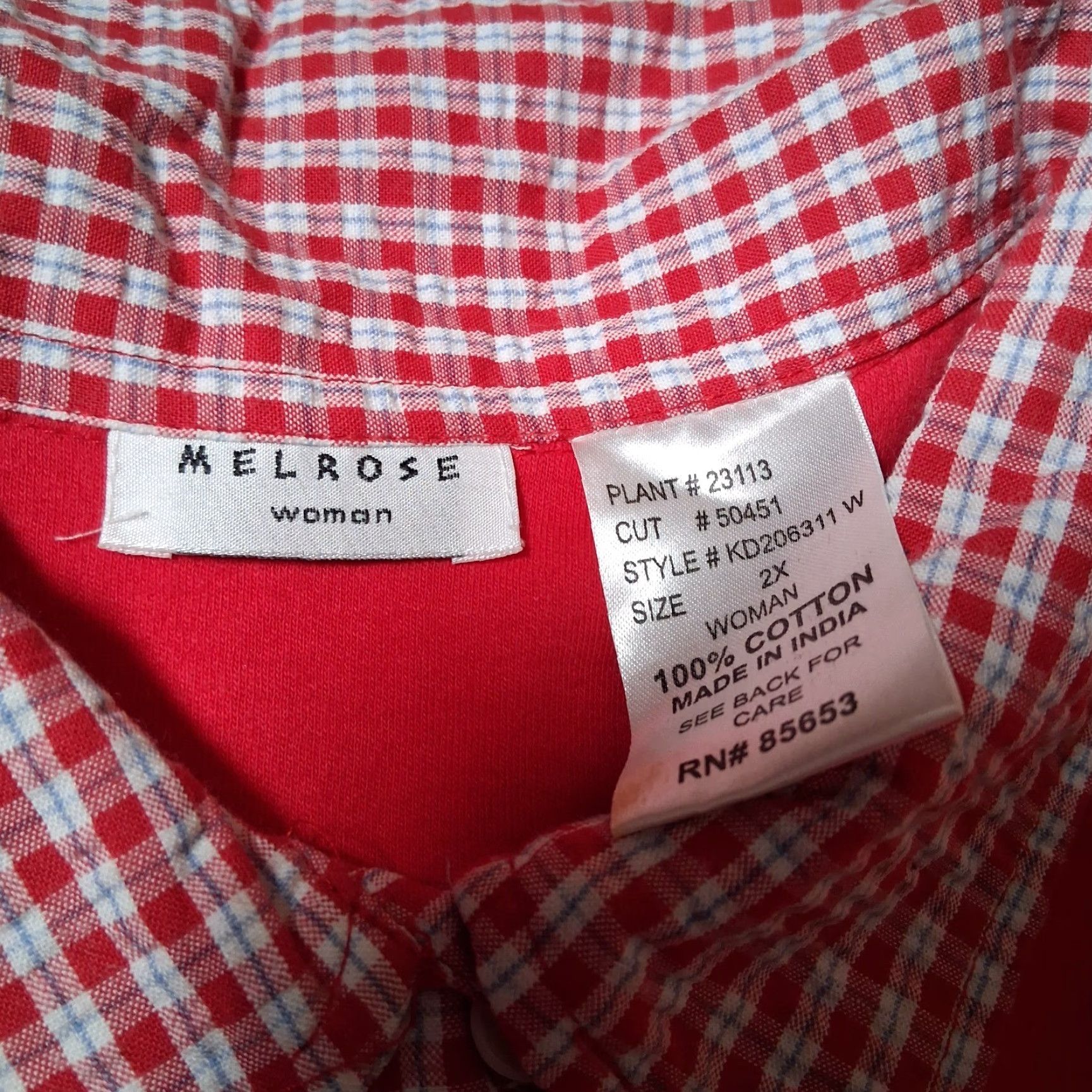 Vintage VINTAGE Melrose Woman Shirt Plus Size 2X Red Collared T Shirt Plaid Daisy Womens 2X Knit Top Shirt Size XXL / US 16-18 / IT 52-54 - 4 Thumbnail