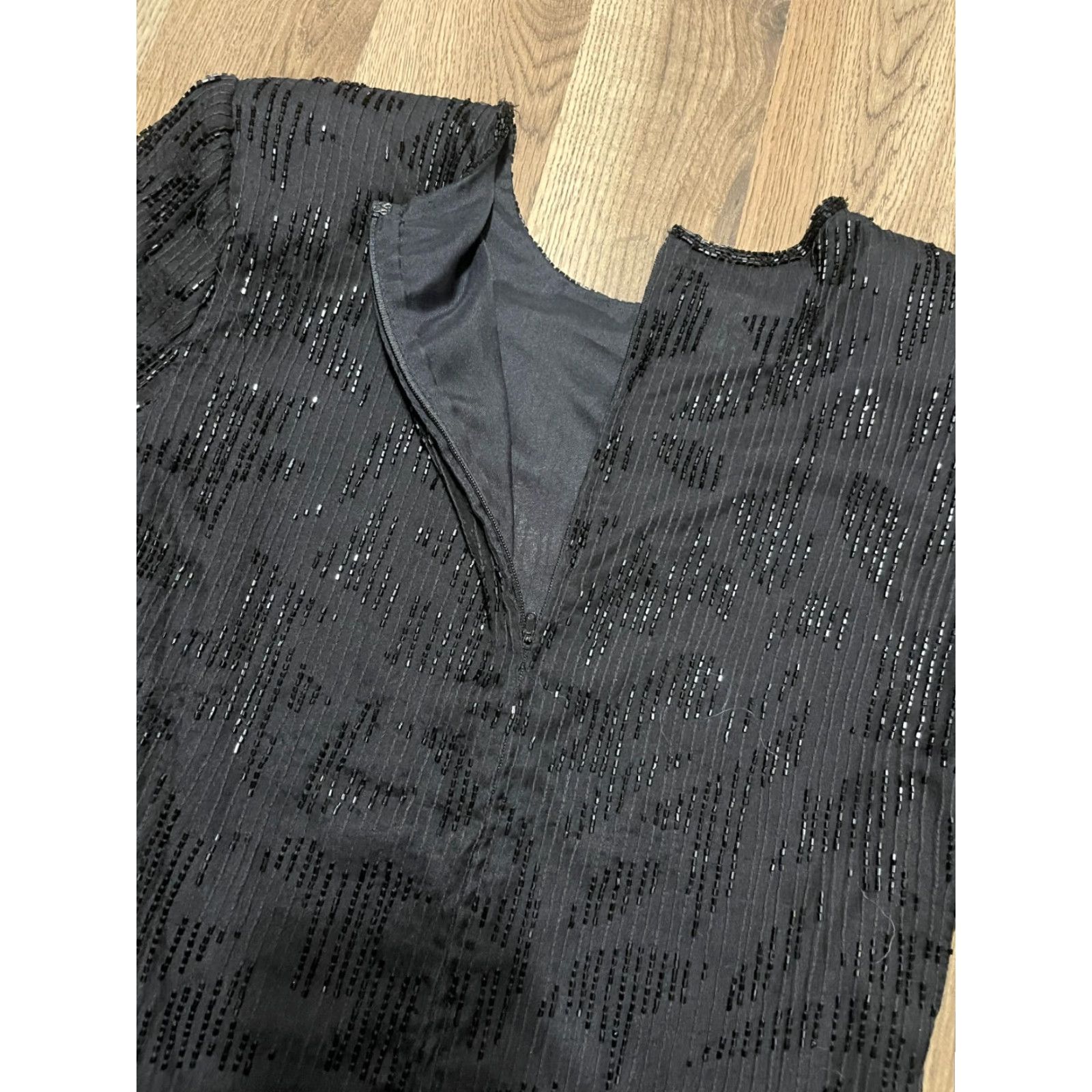 Vintage Laurence Kazar Shirt Womens Medium Black Beaded Zip Up Padded Shoulder Vintage? No. Size M / US 6-8 / IT 42-44 - 5 Thumbnail
