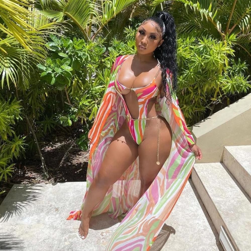 Fashion Nova Multicolored Jets To Miami FN Monokini Size ONE SIZE - 4 Thumbnail