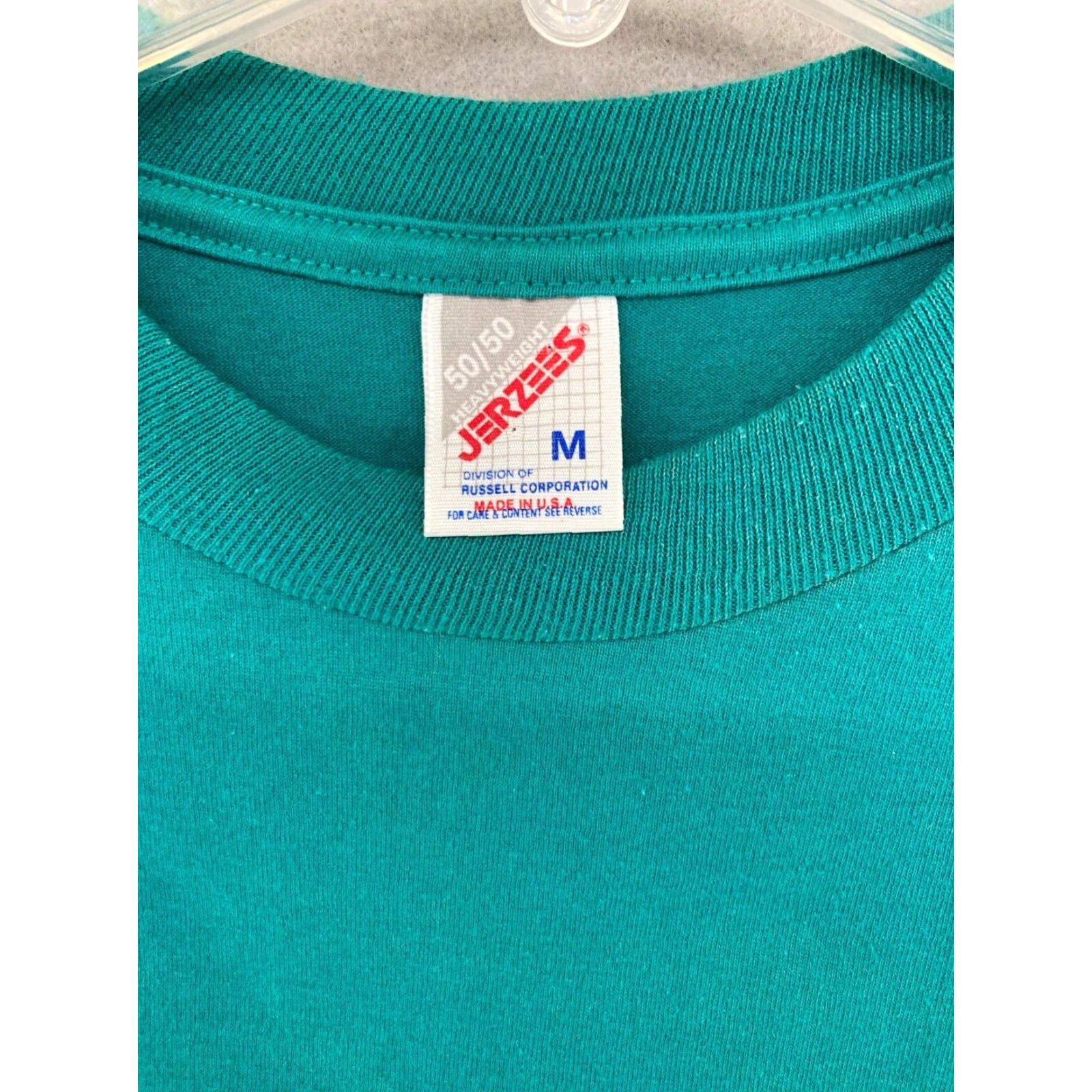 Jerzees VINTAGE JERZEES T-Shirt Mens M Green 90s 50/50 Jersey Short Sleeve Crew Neck Solid Size US M / EU 48-50 / 2 - 4 Thumbnail