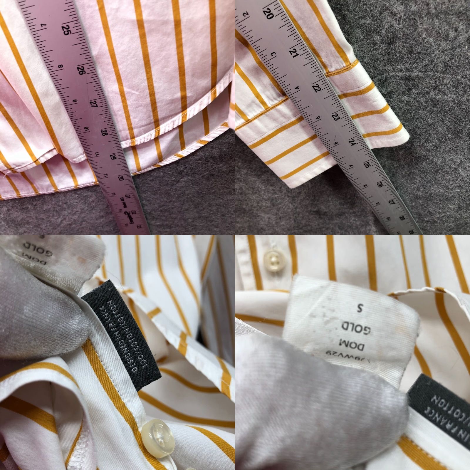 Cremieux Daniel Cremieux Silver Label Sartorial Shirt Mens S Gold Stripe Long Sleeve Button-Up Cotton Size US S / EU 44-46 / 1 - 8 Thumbnail
