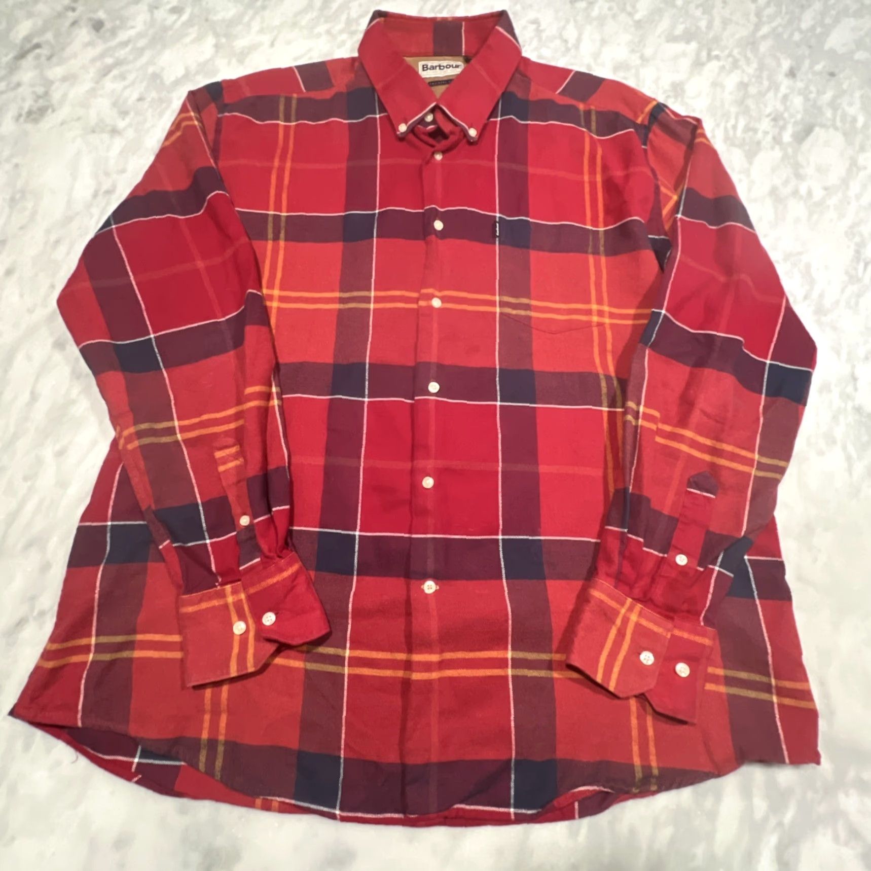 Barbour Barbour Flannel Shirt Mens XL Tailored Fit Plaid Red Tartan Long Sleeve Cotton Shirt Size US XL / EU 56 / 4 - 3 Thumbnail