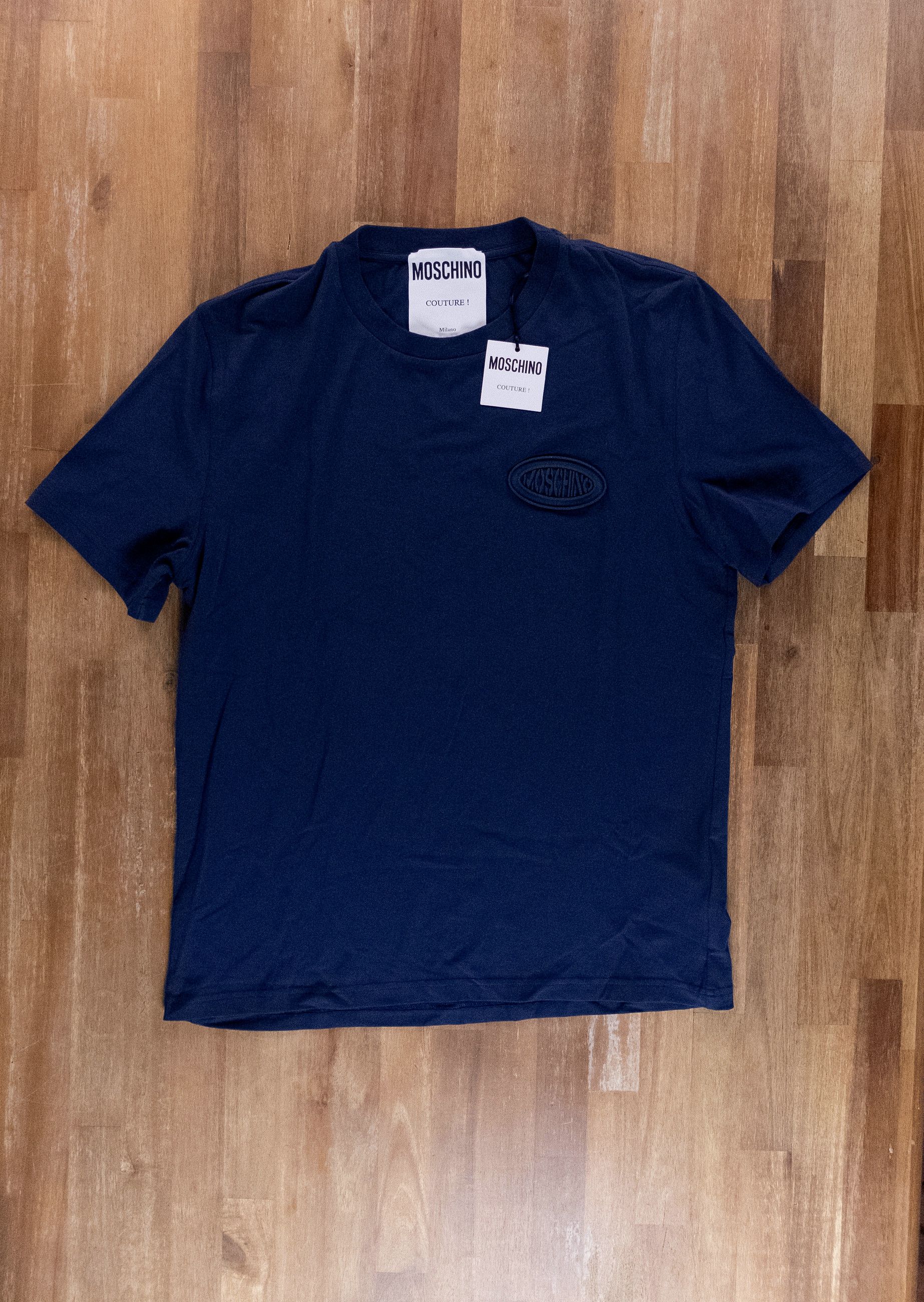 Moschino MOSCHINO Couture blue rubber chest logo t-shirt Large 50 Size US L / EU 52-54 / 3 - 1 Thumbnail