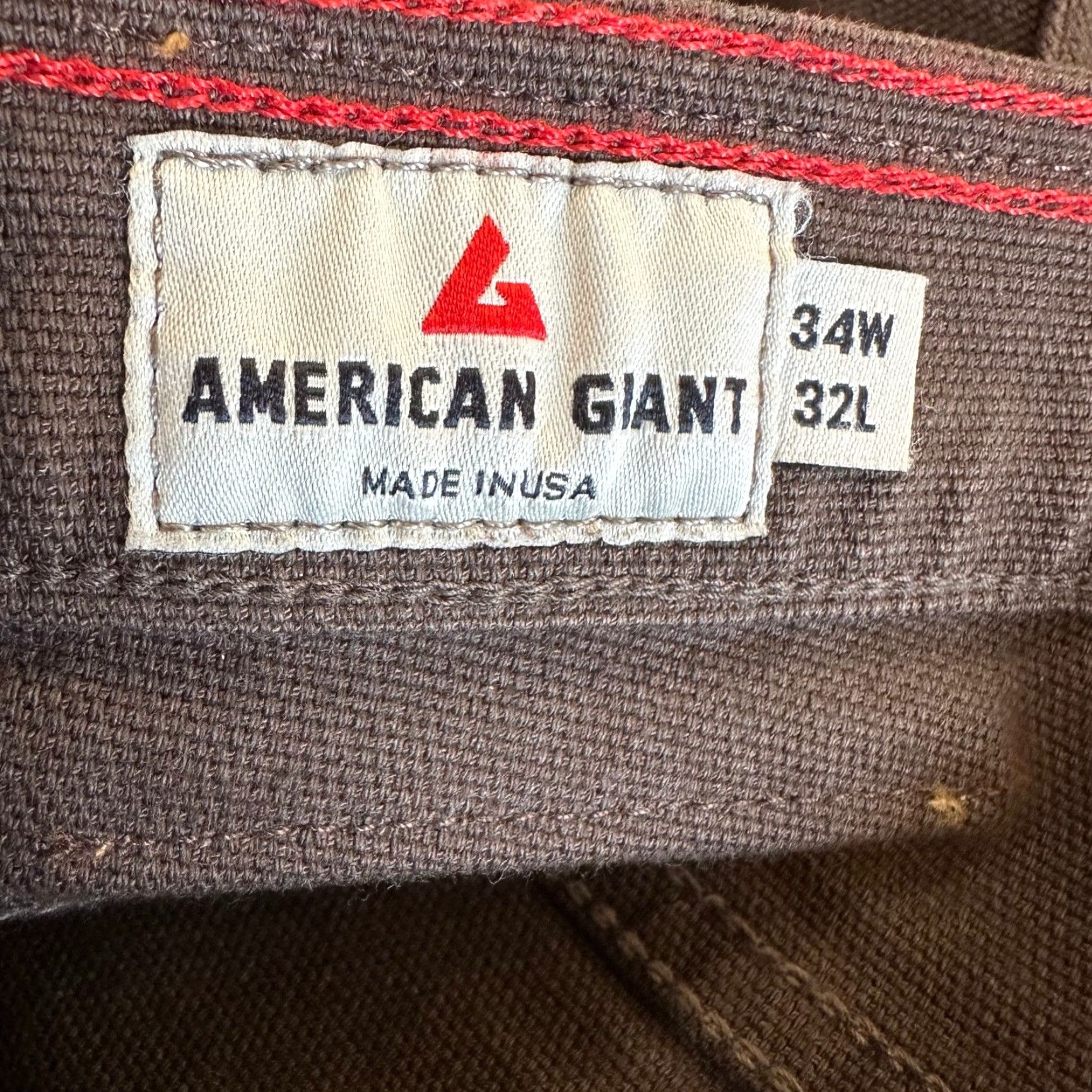 Vintage American Giant Pants Brown 34W 32L Chino Canvas 5-Pocket Straight Leg Mens Regular Made USA Size US 34 / EU 50 - 7 Thumbnail