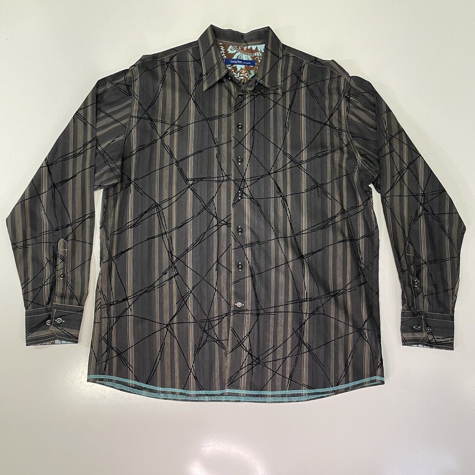 George Georg Roth Los Angeles Shirt Mens 2XL Button Blue Black EUC Size US XXL / EU 58 / 5 - 1 Thumbnail