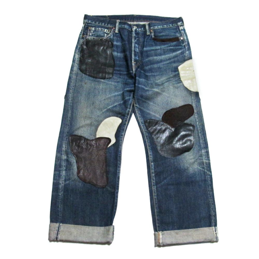 Yohji Yamamoto Yohji Yamamoto JEANS Leather patchwork denim pants Size US 34 / EU 50 - 1 Thumbnail