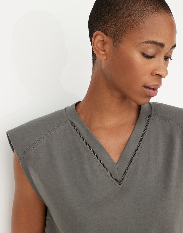 Brunello Cucinelli o1la1rc1a0425 Lady Blouse in Grey Size S / US 4 / IT 40 - 2 Thumbnail