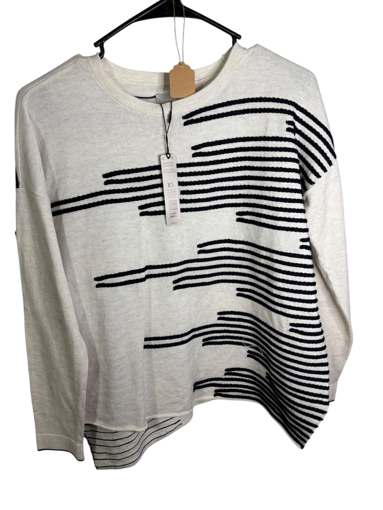 Designer NIC+ZOE Striped Knit Sweater - White Multi XS Size XS / US 0-2 / IT 36-38 - 1 Thumbnail