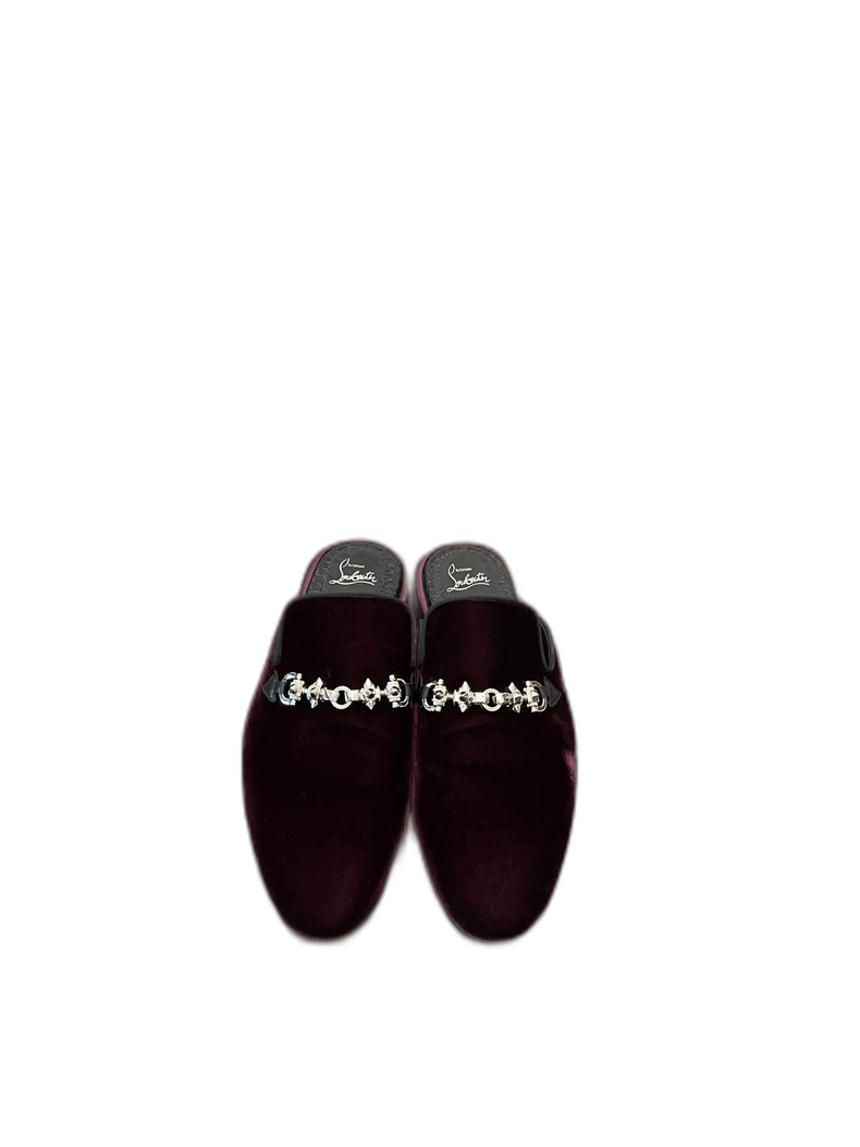 Christian Louboutin Men's Burgundy Velvet Shoes
