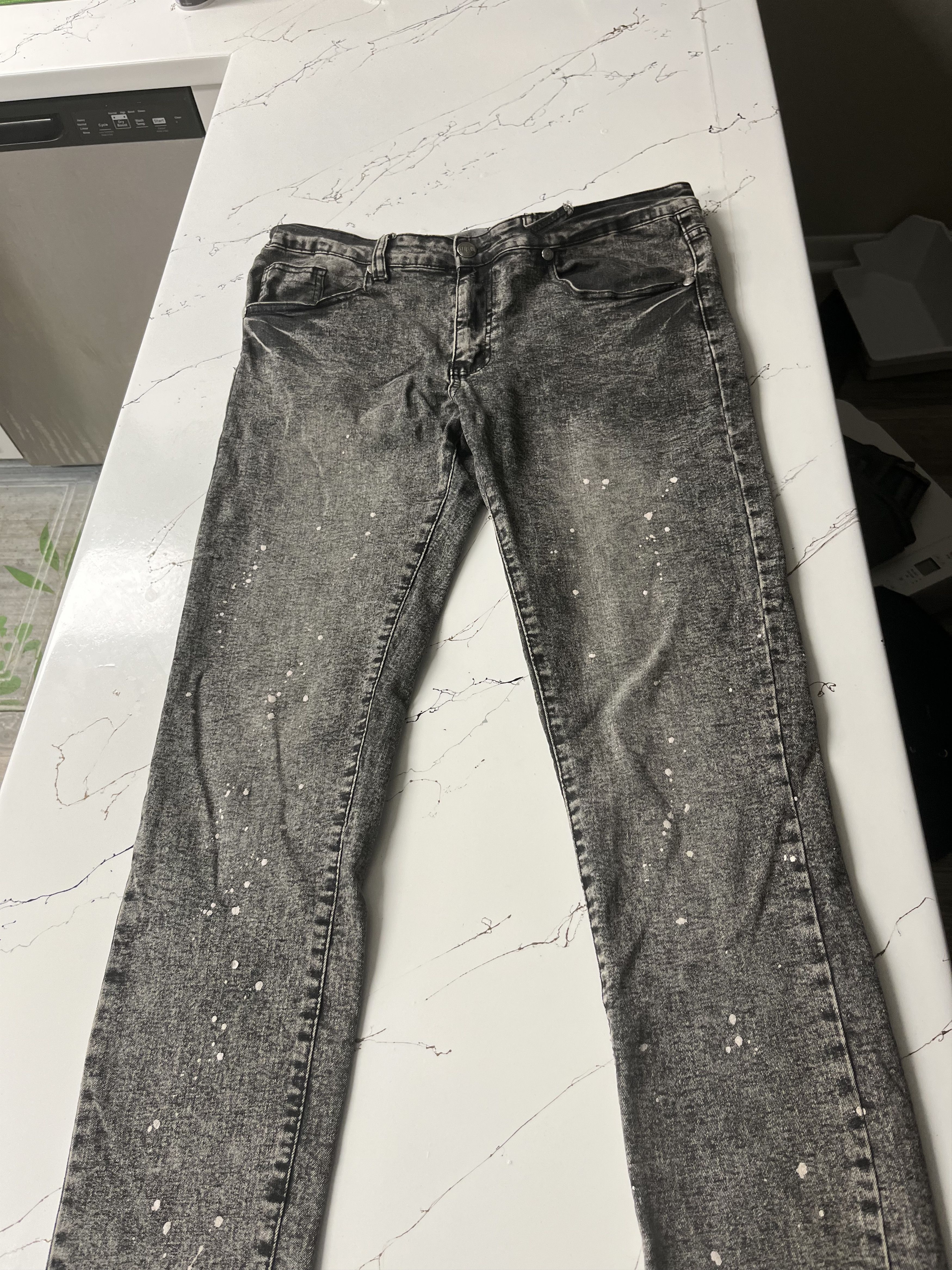 Other Faded grey drip jeans Size US 34 / EU 50 - 1 Thumbnail