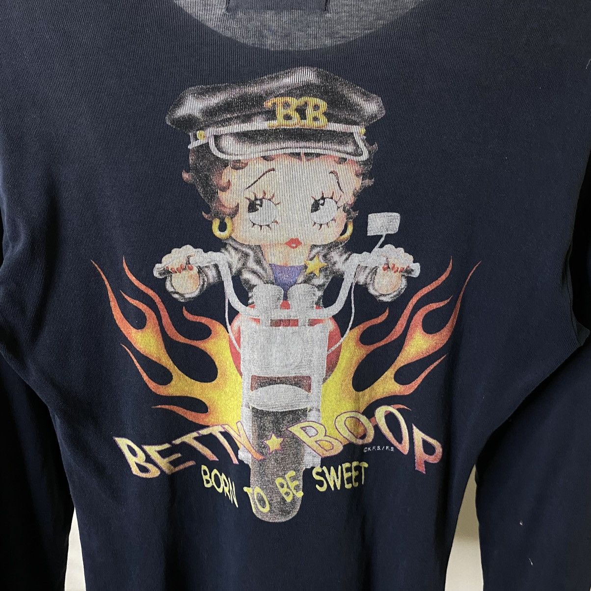 Cartoon Network Vintage 1990s Betty Boop Overprint Faded LS T Shirt Size US XS / EU 42 / 0 - 2 Thumbnail