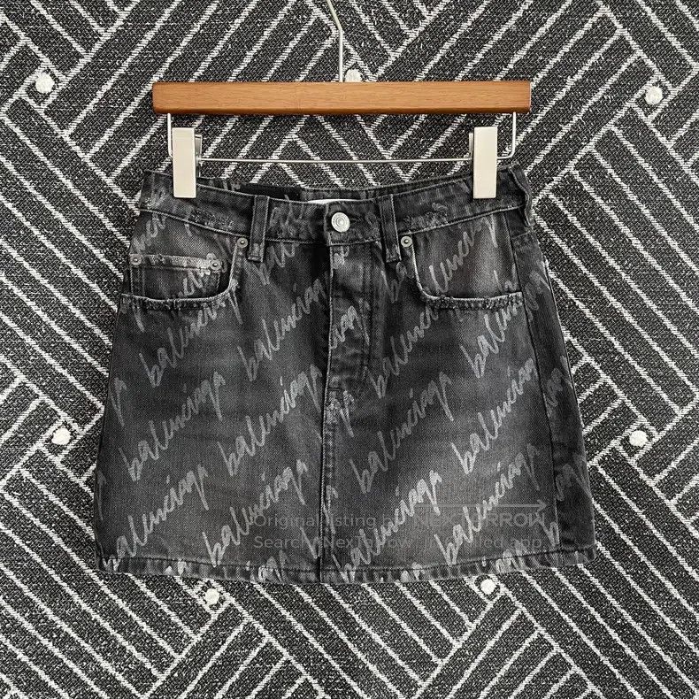 Balenciaga Logo print mini denim skirt