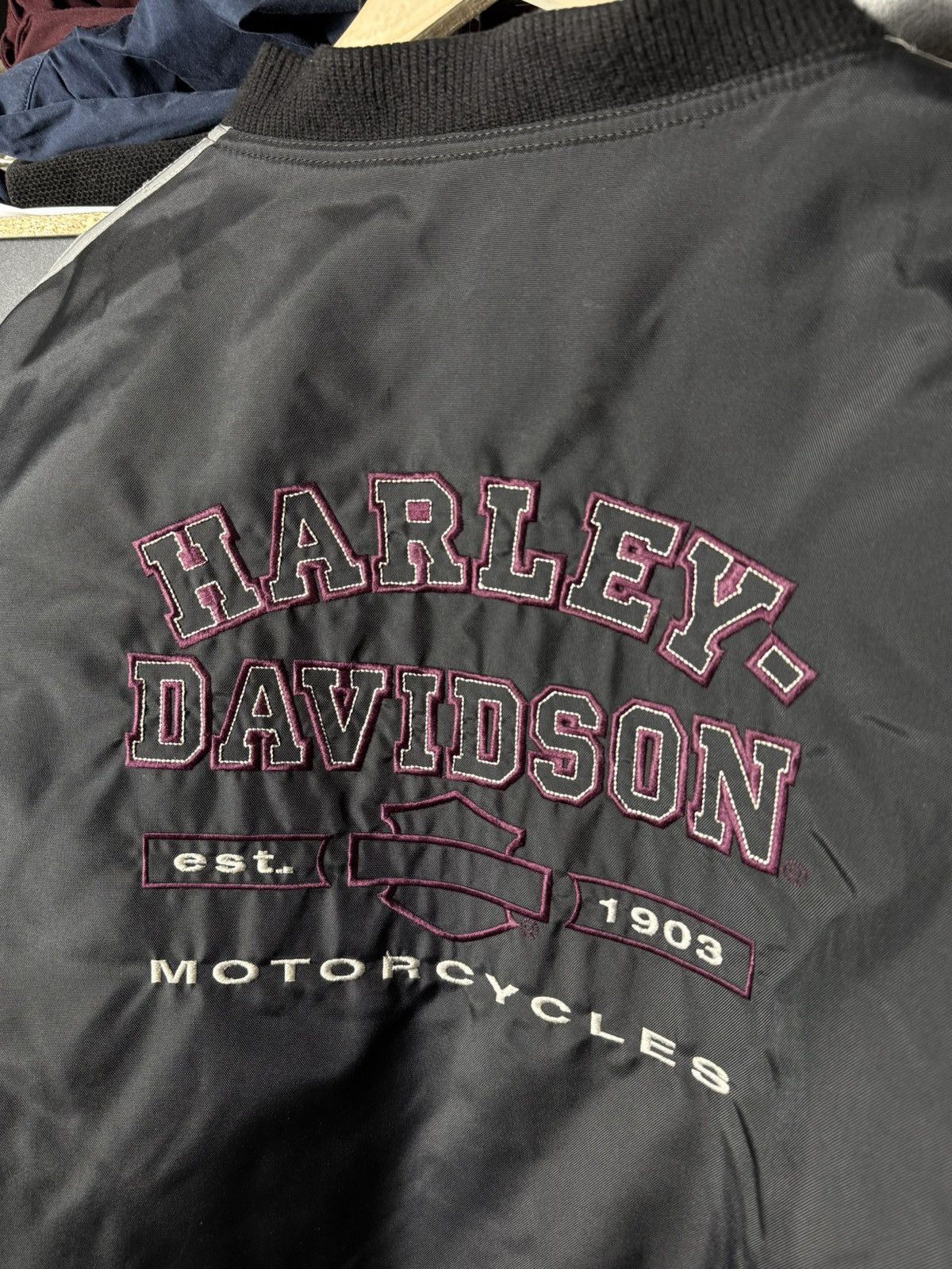 Harley Davidson Vintage Harley Davidson Bomber Jacket Black XL Racing Biker Size US XL / EU 56 / 4 - 5 Thumbnail