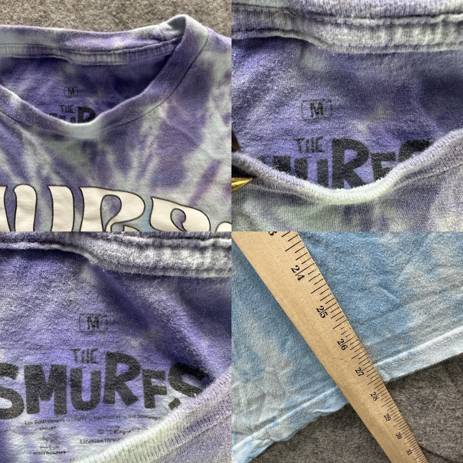 Vintage Smurfs Shirt Mens Medium Blue Purple Tie Dye Spiral Graphic Cartoon Tee Size US M / EU 48-50 / 2 - 8 Thumbnail