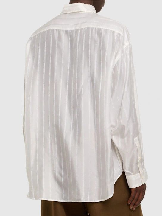 Acne Studios o1lsvrm0425 Setar Logo Stiped Cupro Shirt in White Size US XL / EU 56 / 4 - 3 Thumbnail