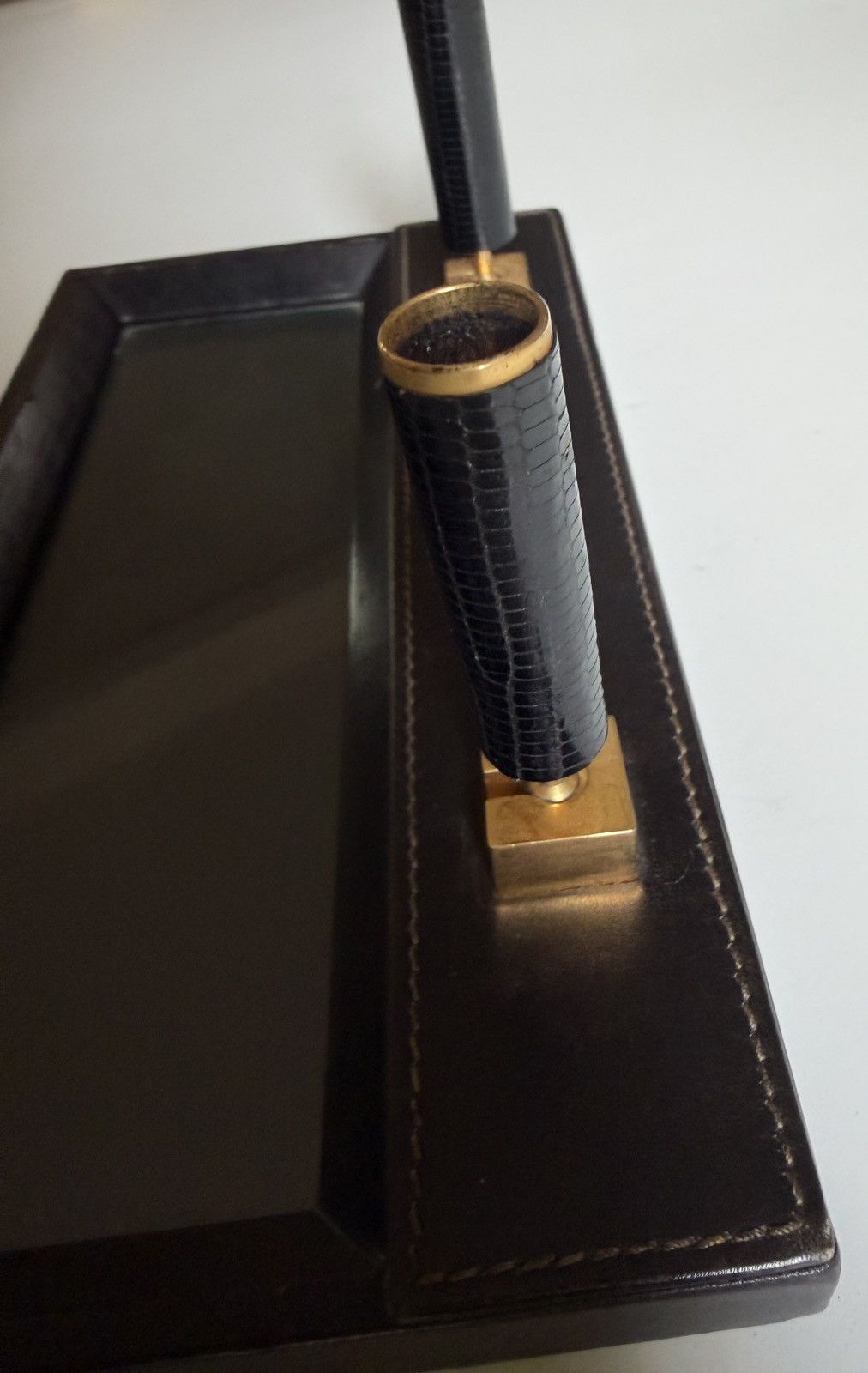 Gucci Vintage Gucci Dual Pen Holder Desk Set | Leather & Lizard Size ONE SIZE - 3 Thumbnail