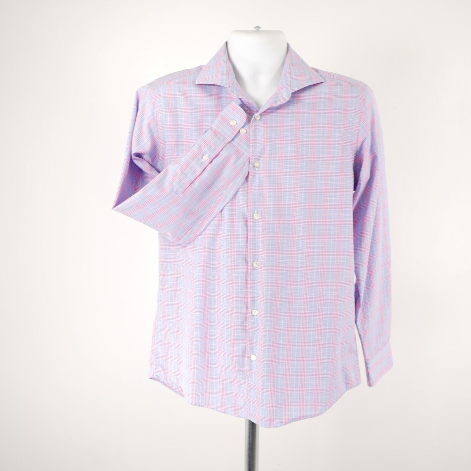 Pronto Uomo Pronto Uomo Pink Blue Plaid 15.5 32/33 Non Iron Slim Fit Col Size US S / EU 44-46 / 1 - 3 Thumbnail