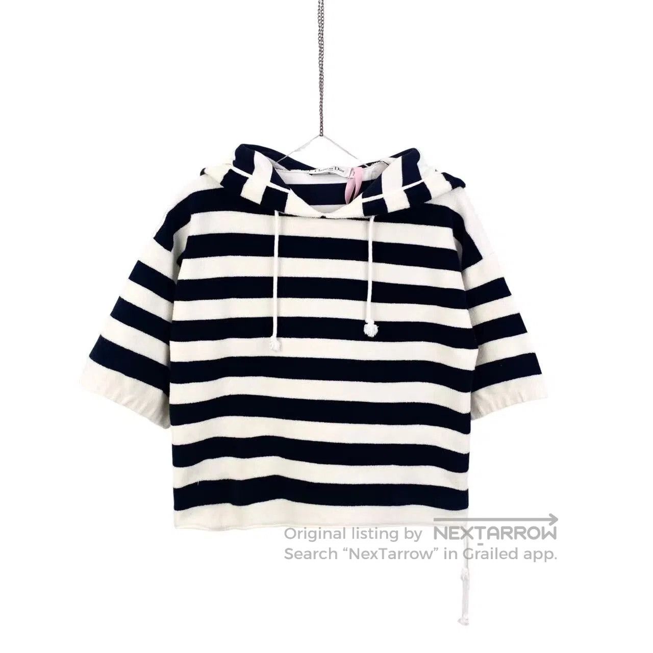 Dior Dior 24SS striped logo slogan short-sleeved hoodie| Size XXS / US 00 / IT 34 - 2 Thumbnail