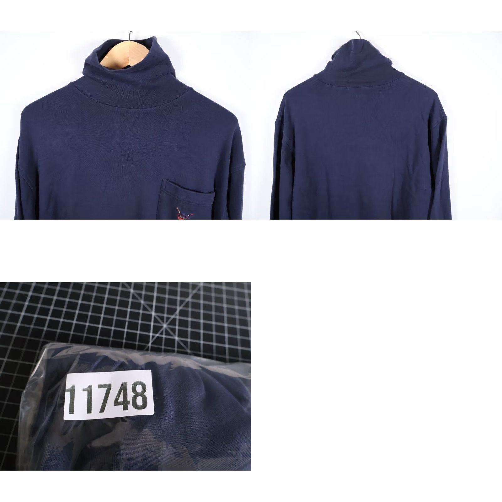 Polo Ralph Lauren VINTAGE Polo Ralph Lauren Sweatshirt Shirt Mens Large Dark Blue Crest Oversized Turtleneck Pullover Size US L / EU 52-54 / 3 - 9 Thumbnail