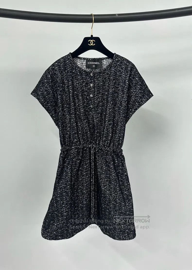 Chanel Chanel 25M black full logo printed drawstring dress Size XXS / US 00 / IT 34 - 1 Thumbnail