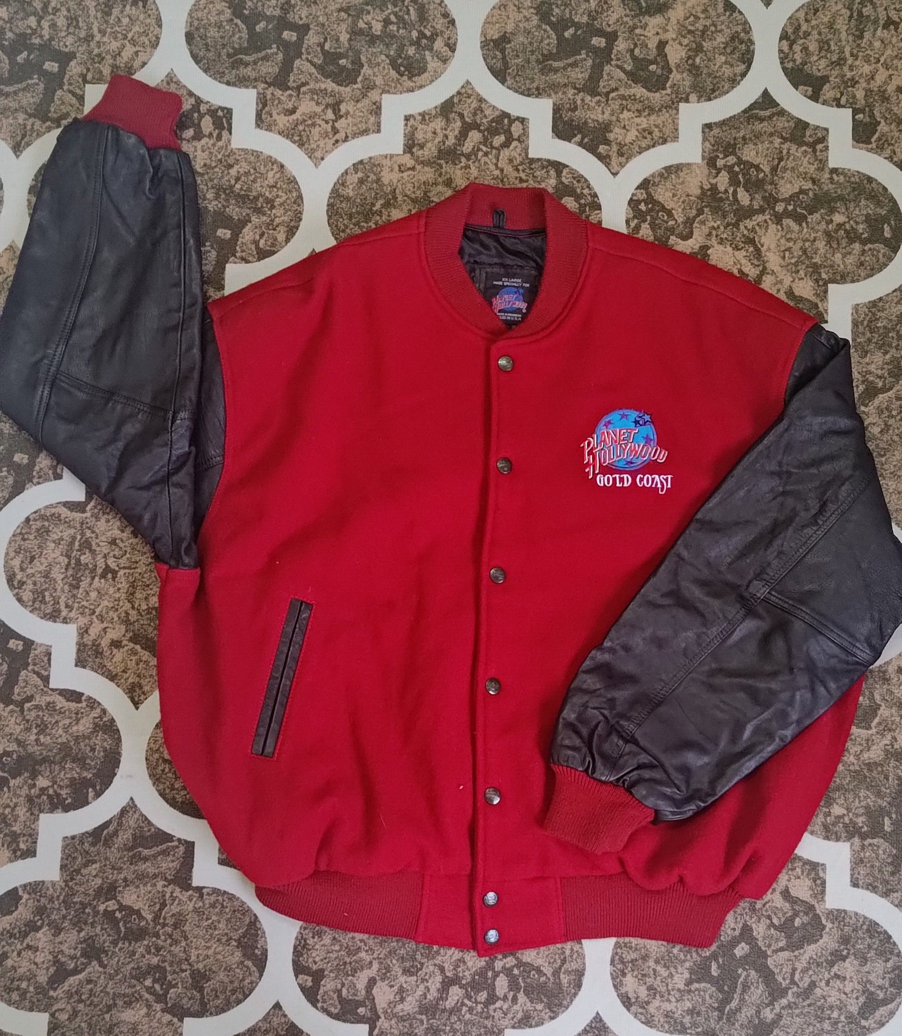 Planet Hollywood Planet Hollywood Gold Coast Leather Wool Bomber Jacket Size US XXL / EU 58 / 5 - 3 Thumbnail