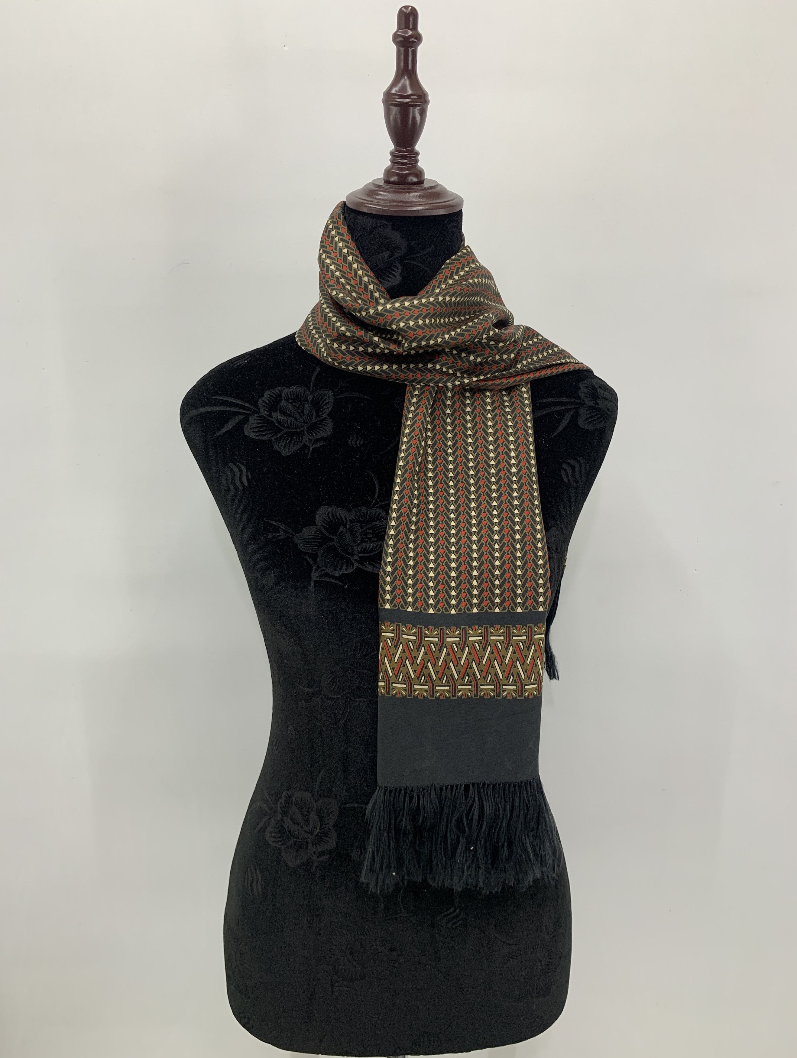 image of Vintage Japanese Silk Scarf Neckwear Stole Scarves - Sca547 in Brown, Women's