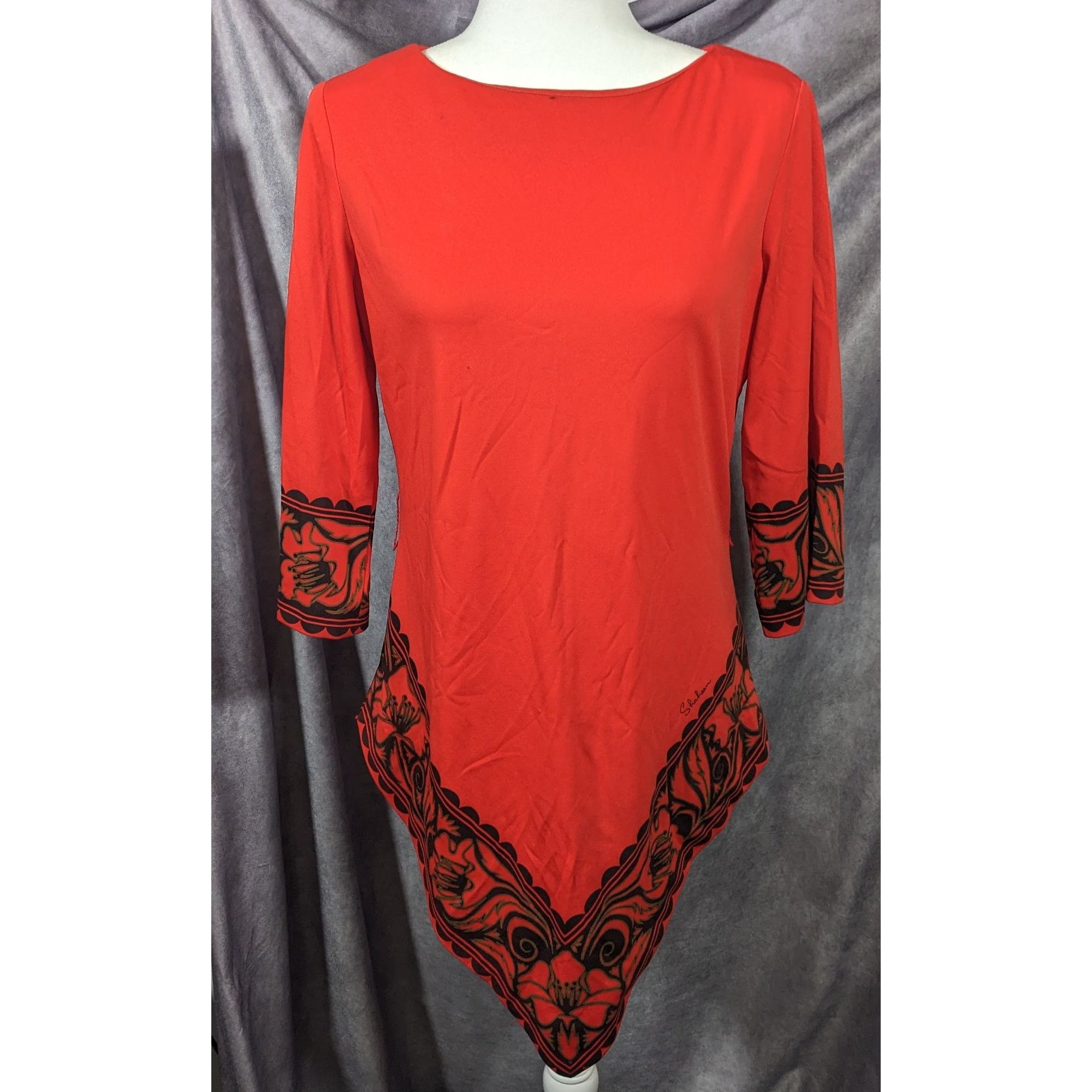 Other Vintage 70s Miss Shaheen Red And Black Gothic Tunic Size 12 Size XL / US 12-14 / IT 48-50 - 9 Thumbnail