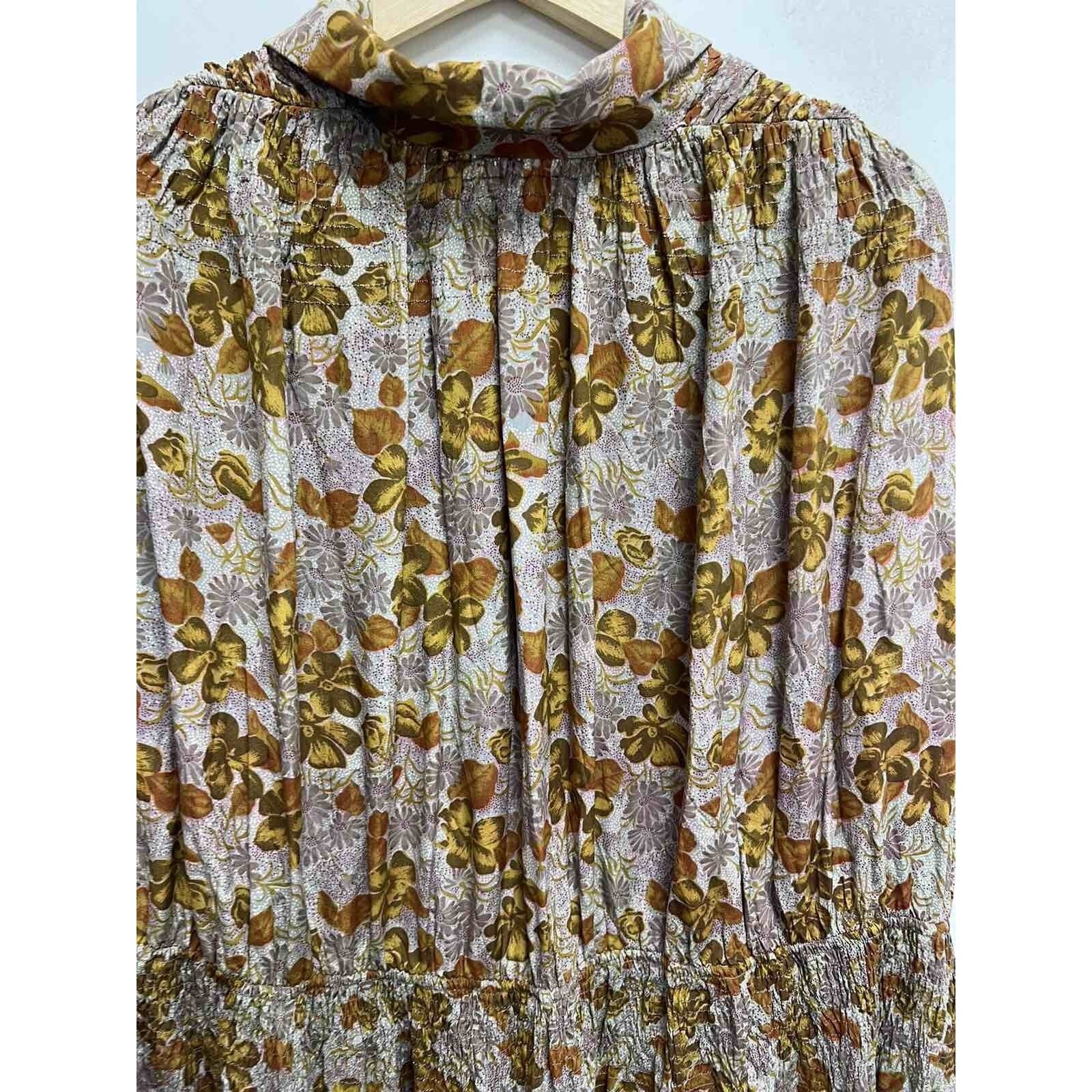 Franceschetti Francoise Floral Vintage Fall Cott maxi Dress Size L A000662 Size L / US 10 / IT 46 - 8 Thumbnail