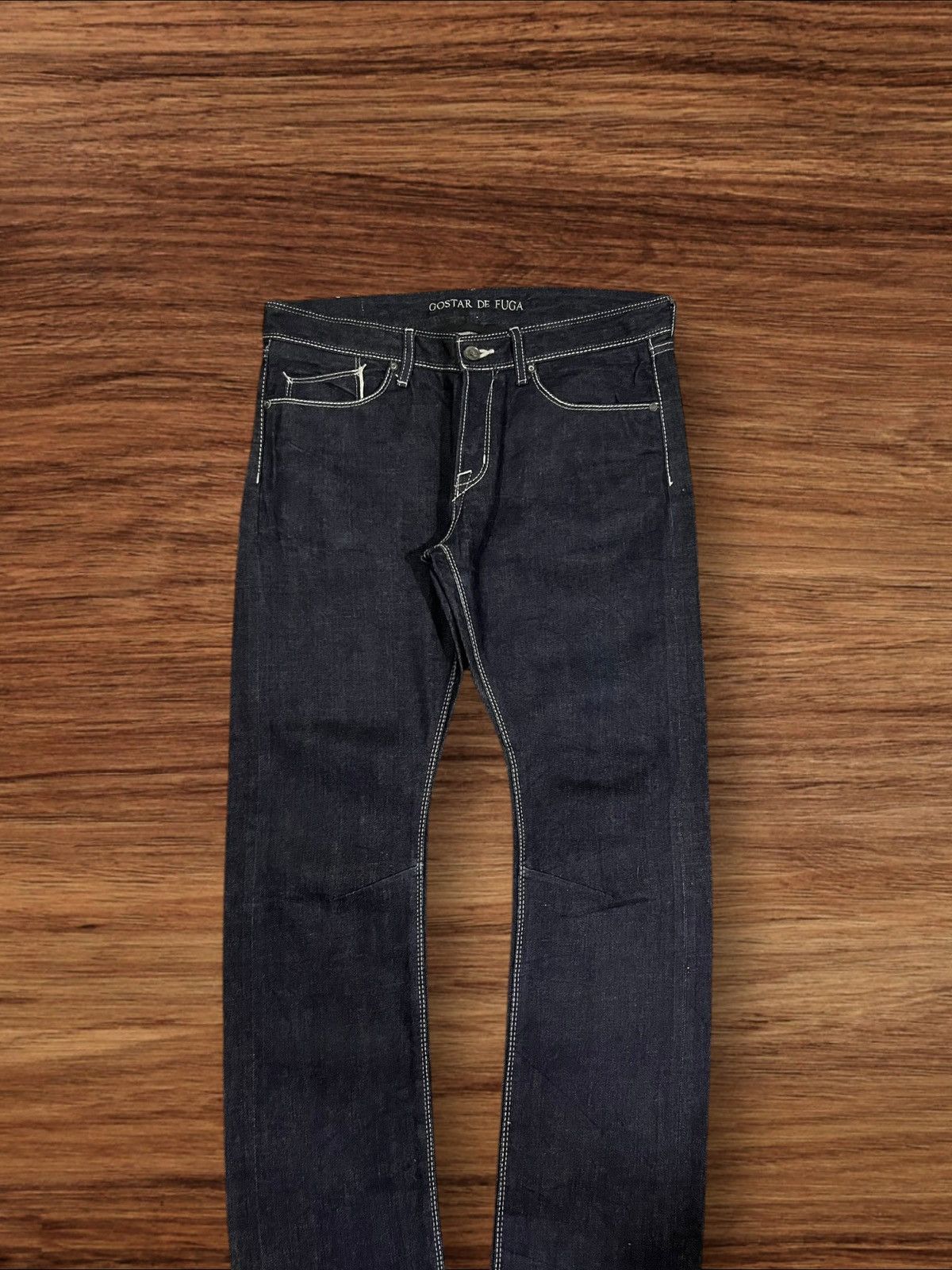 GOSTAR DE FUGA × If Six Was Nine × Le Grande Bleu (L.G.B.) Japanese Gostar De Fuga Dark Washed Selvedge Button Fly Jean Size US 32 / EU 48 - 4 Thumbnail