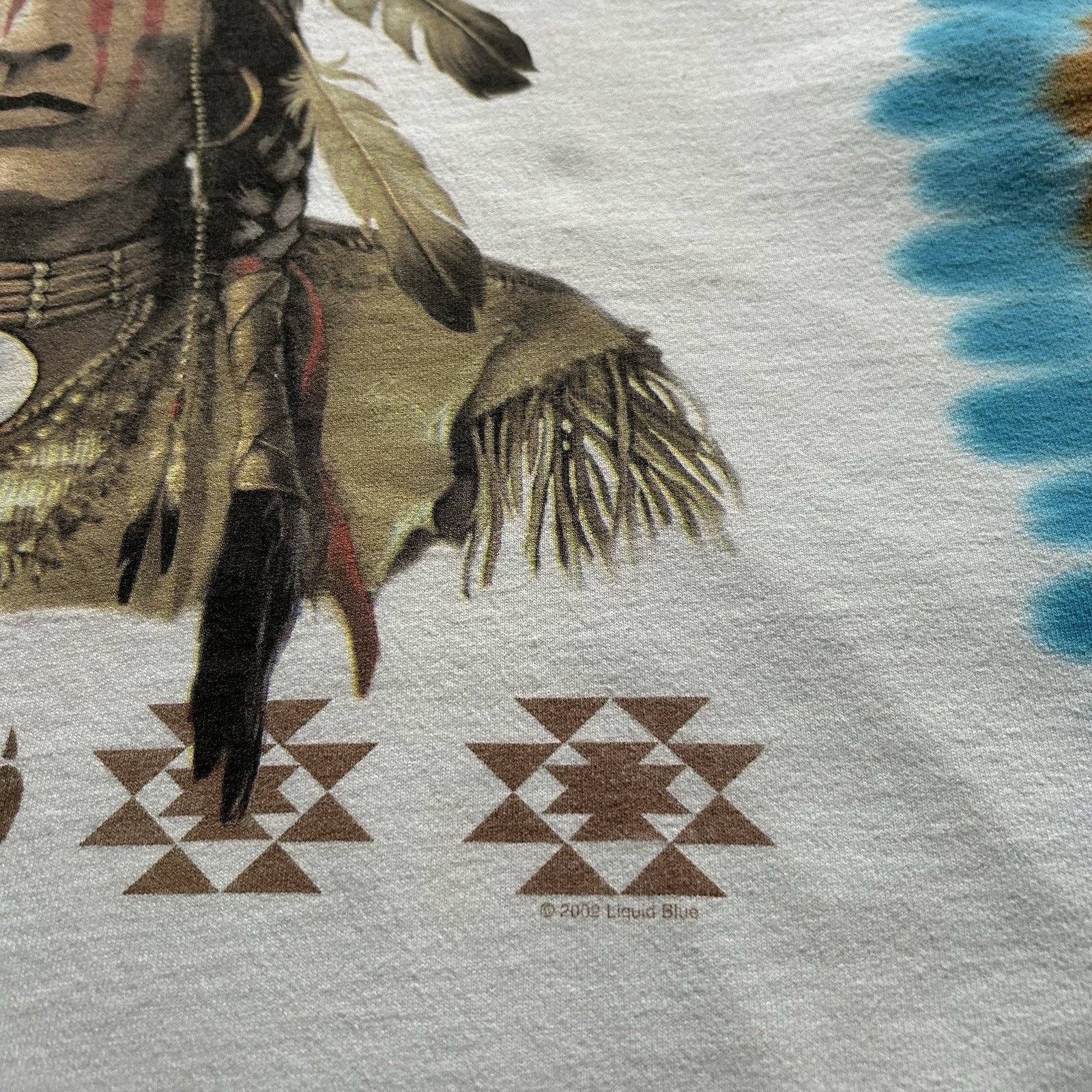 Fruit Of The Loom Vintage Liquid Blue T Shirt XXL Tie Dye Y2K Native American Size US XXL / EU 58 / 5 - 5 Thumbnail