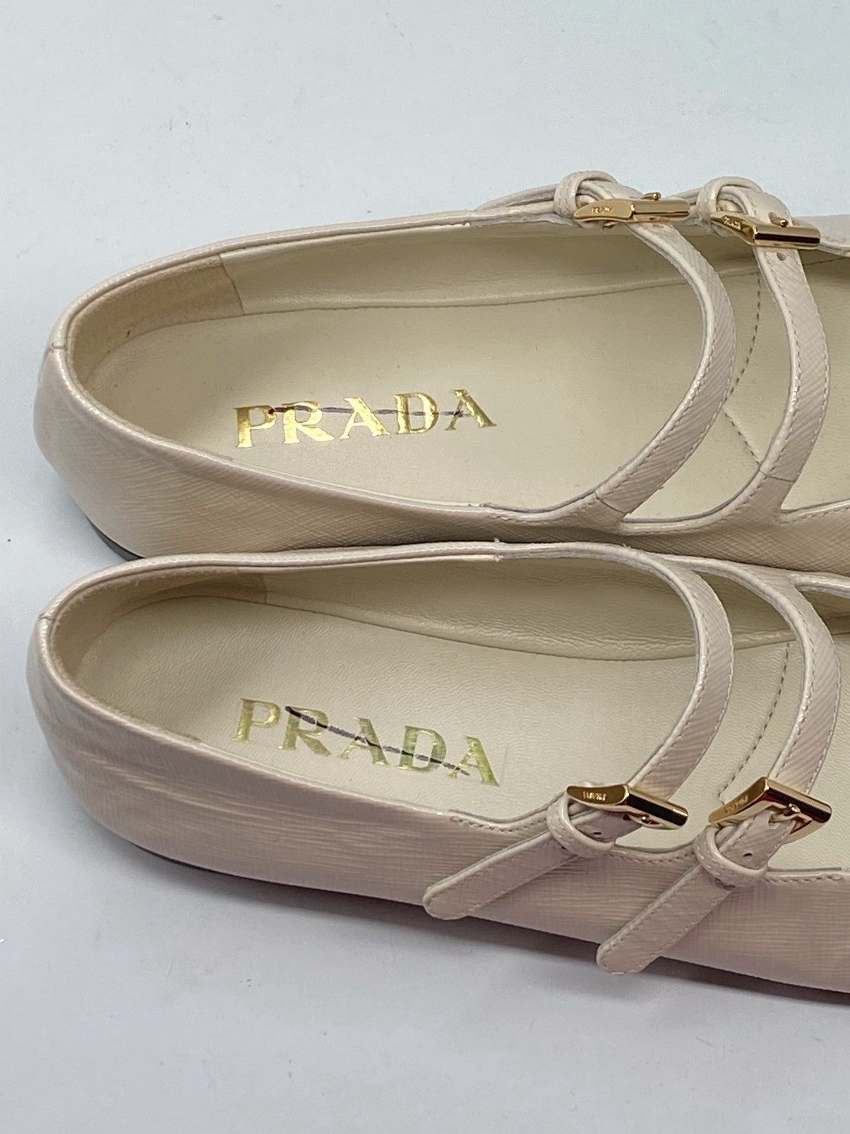 Prada Prada Leather Double-Strap Triangle Logo Ballerina Flats Size US 6 / IT 36 - 11 Thumbnail