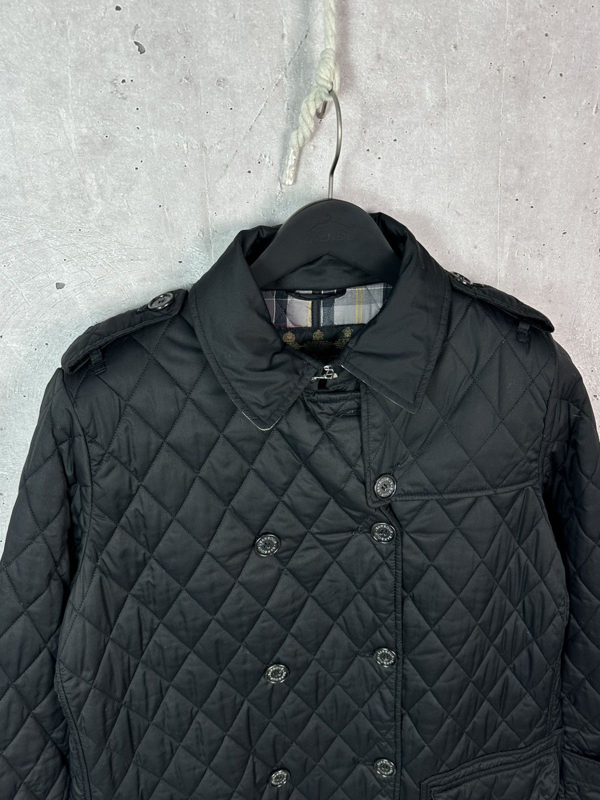 Barbour Barbour Valerie Black Quilted Tartan Check Trench Coat Size XL / US 12-14 / IT 48-50 - 4 Thumbnail