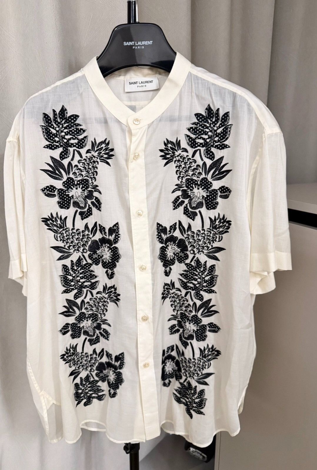 Saint Laurent Paris Saint Laurent SLP 20FW Henry Collar Floral Embroidered Shirt Size US L / EU 52-54 / 3 - 1 Thumbnail