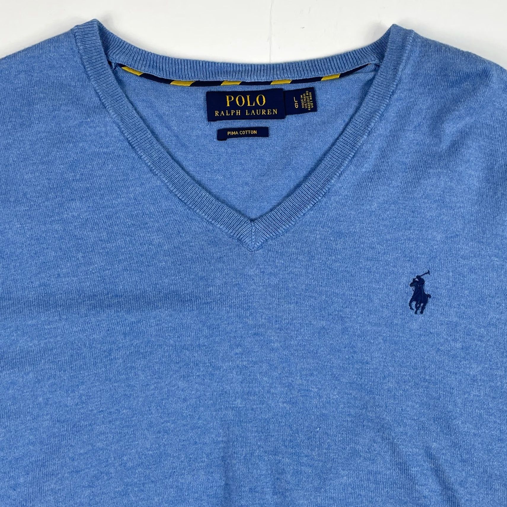 Polo Ralph Lauren Polo Ralph Lauren Sweater Mens Large Blue V Neck Pullover Knit Logo Pony Golf Casual Size US L / EU 52-54 / 3 - 6 Thumbnail