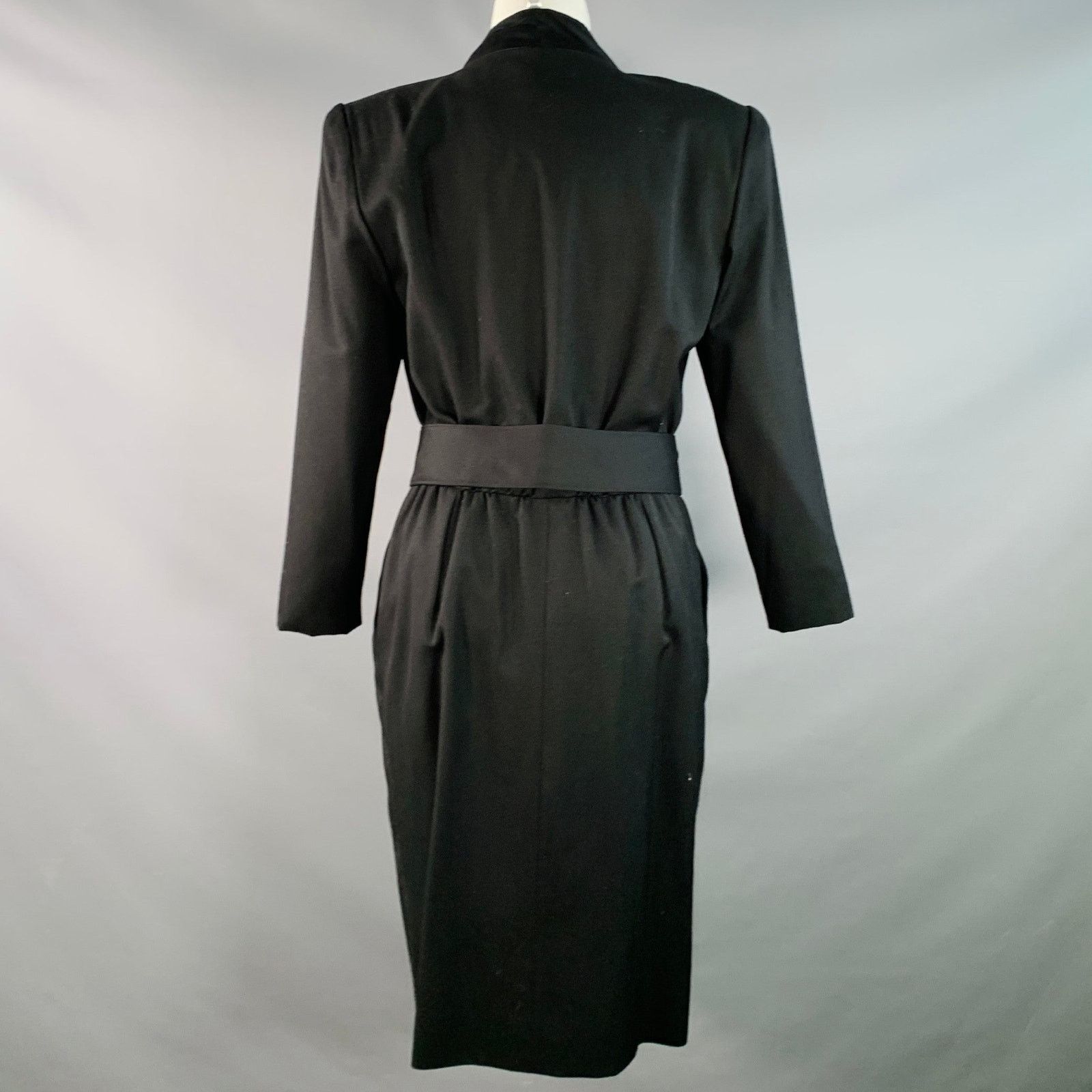 Other VICTOR COSTA Vintage Black Wool Twill Midi Cocktail Dress Size M / US 6-8 / IT 42-44 - 3 Thumbnail