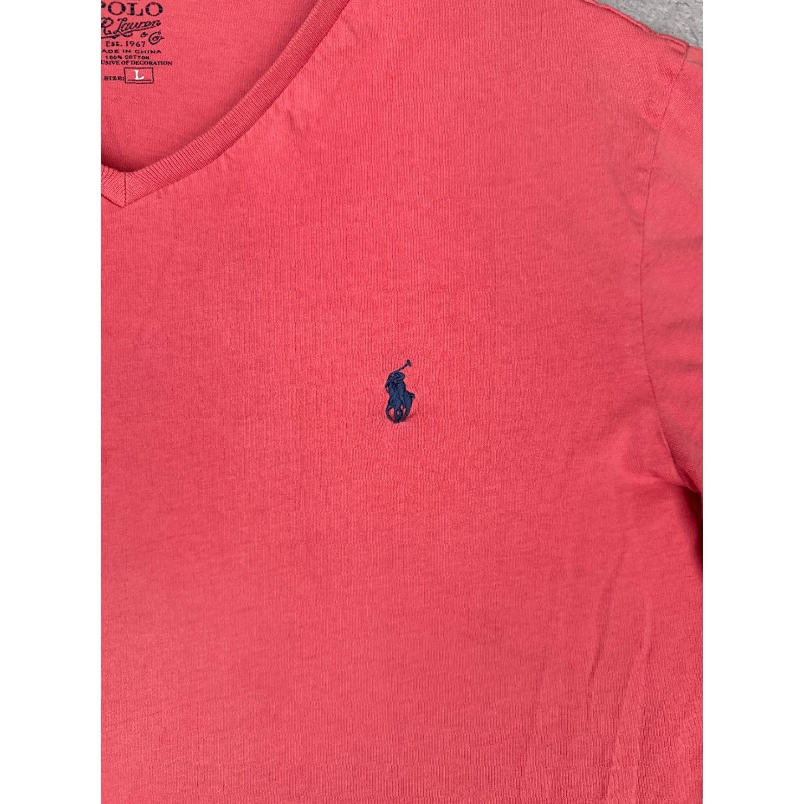 Ralph Lauren VINTAGE Polo Ralph Lauren Shirt Men Large Pink Short Sleeve V-Neck 100% Cotton READ Size US L / EU 52-54 / 3 - 6 Thumbnail