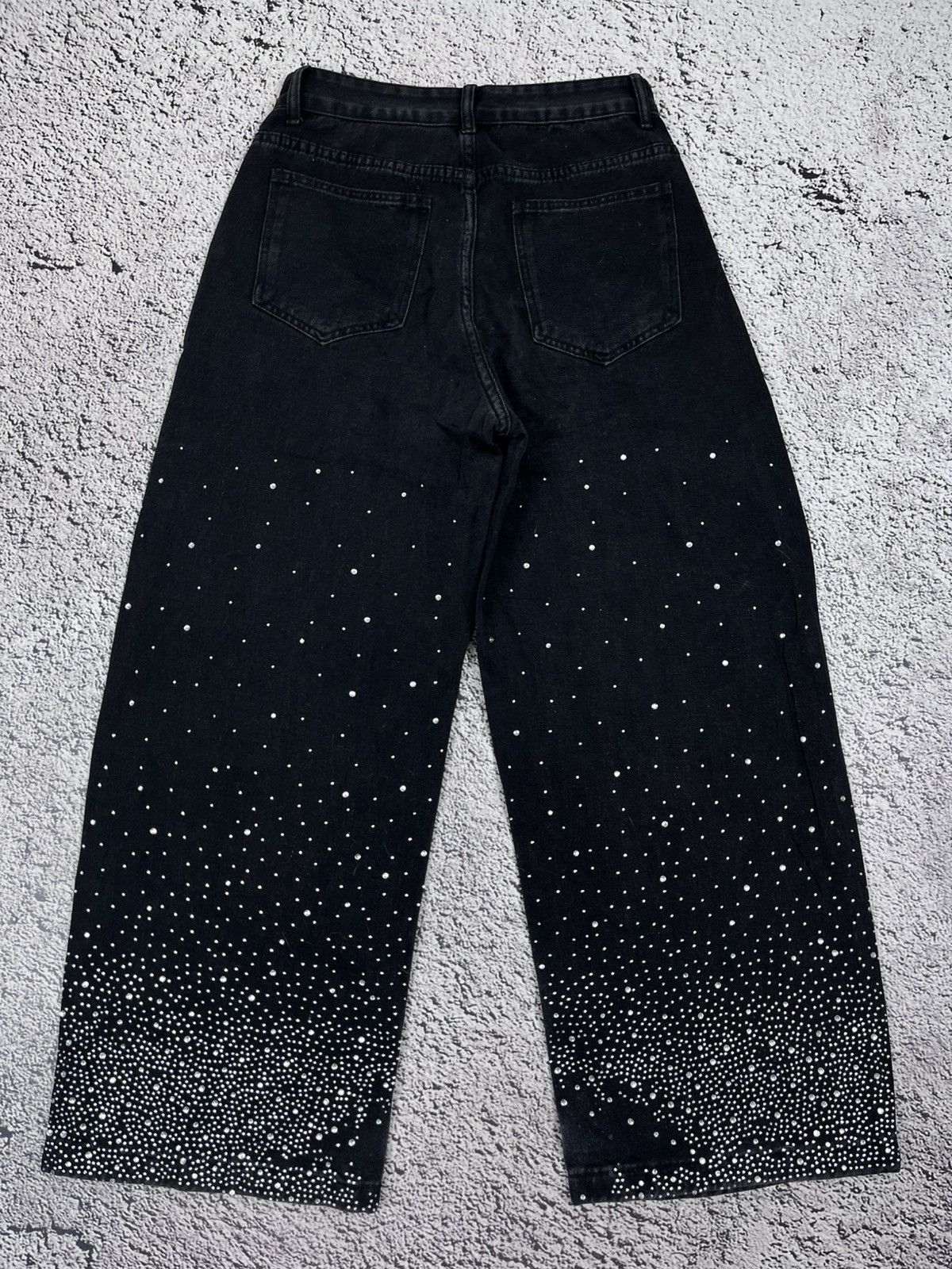 Japanese Brand Japanese Y2K Rhinestone Baggy Jeans Black Wide Leg Denim Size 30" / US 8 / IT 44 - 8 Thumbnail