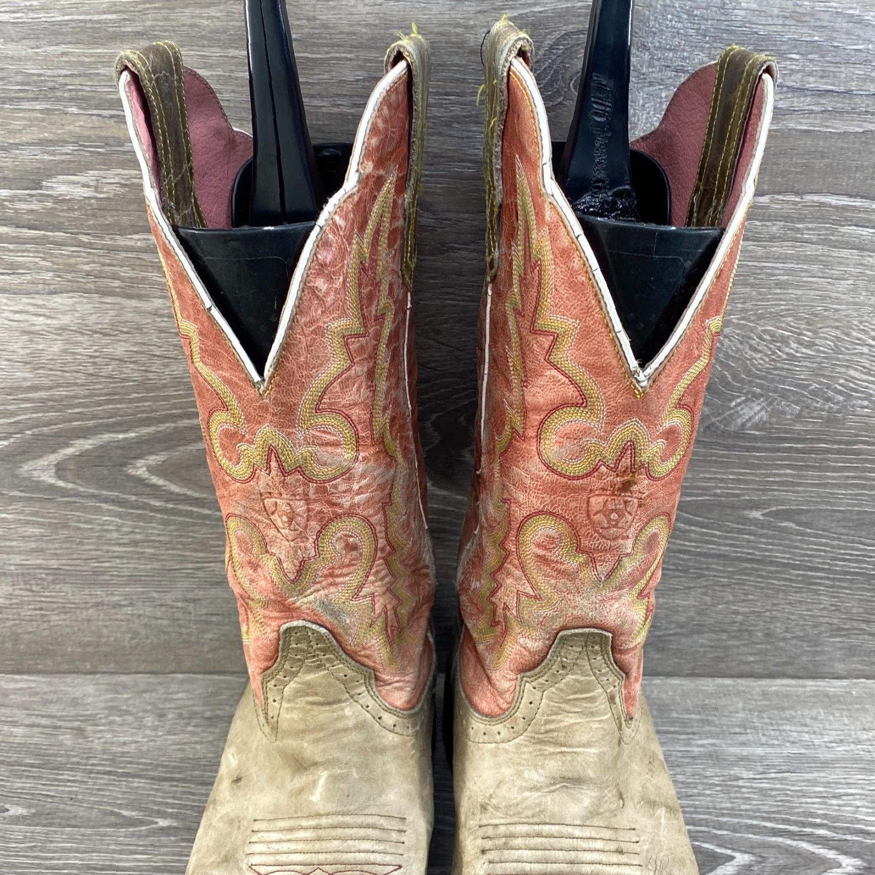 Ariat Ariat Womens 8.5 Boots Tan Pink Leather Square Toe Cowboy Western UK 6 Size US 6 / IT 36 - 5 Thumbnail