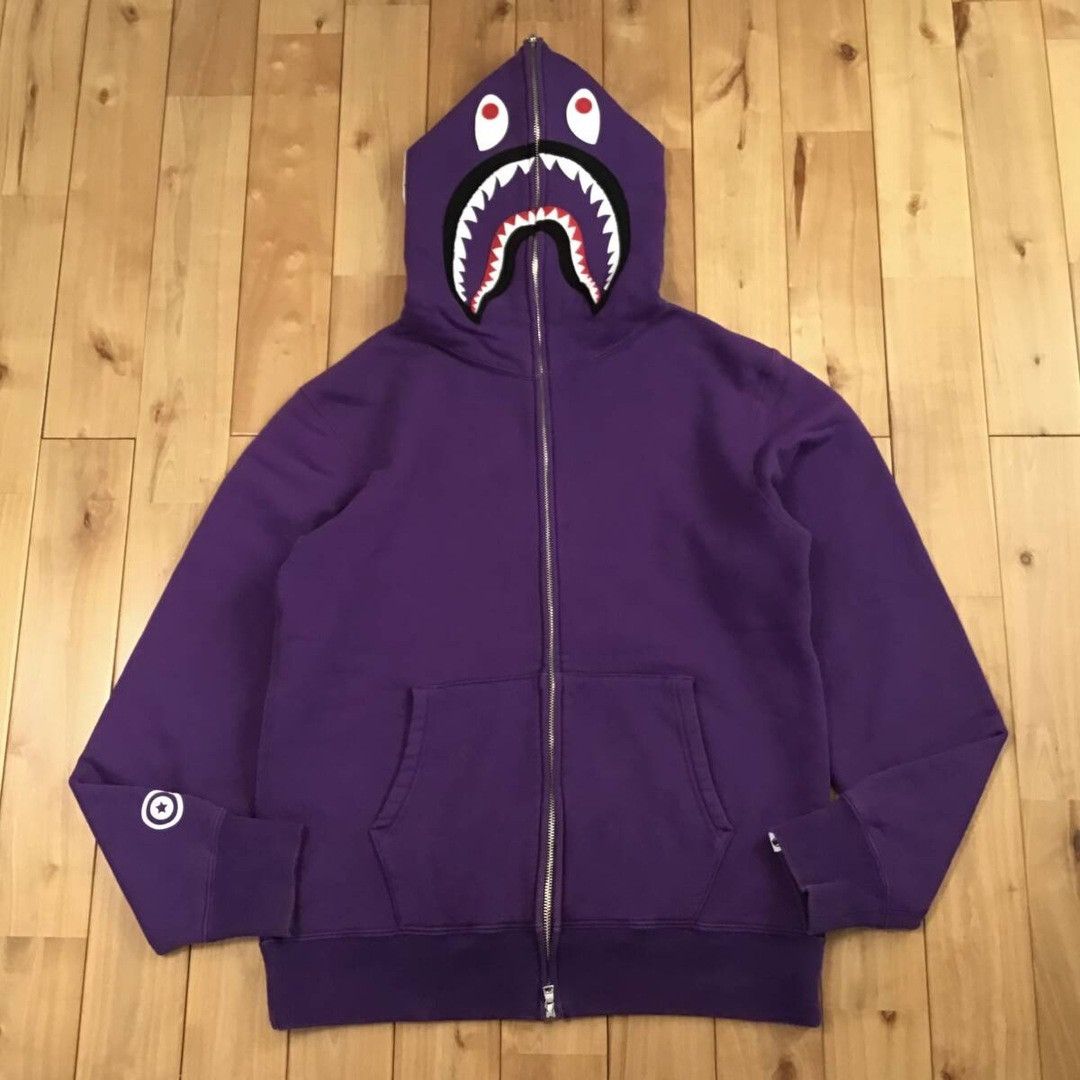 Bape BAPE Purple WGM shark full zip hoodie a bathing ape Size US L / EU 52-54 / 3 - 2 Thumbnail