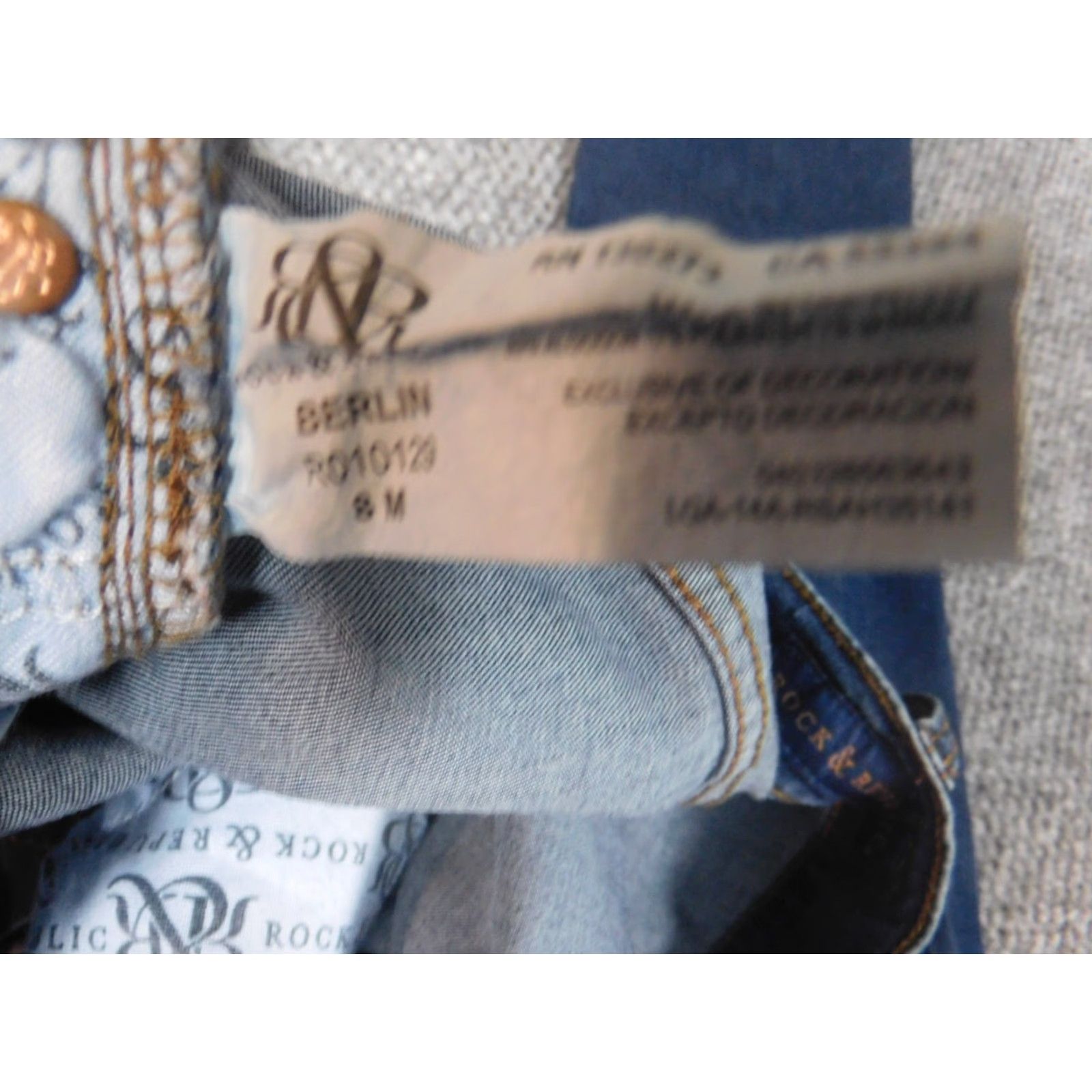 Vintage Rock & Republic Jeans Womens 8 Blue Berlin Straight Denim Pants Inseam 31” Zip Pockets Size 30" / US 8 / IT 44 - 7 Thumbnail