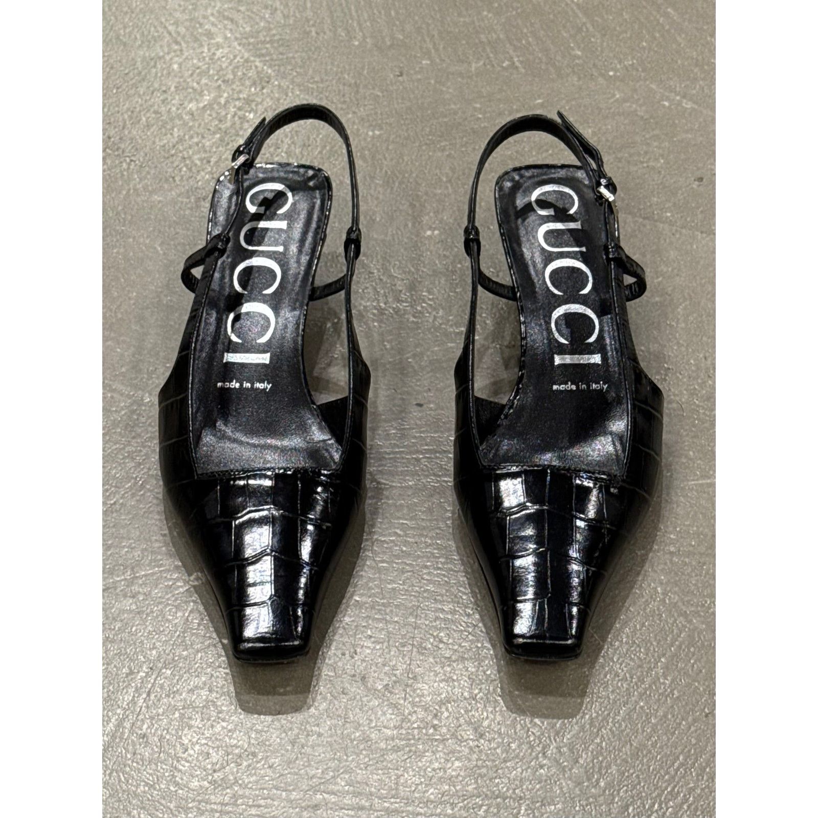 Gucci 2000s Gucci embossed croc slingback heels Size US 7.5 / IT 37.5 - 1 Thumbnail