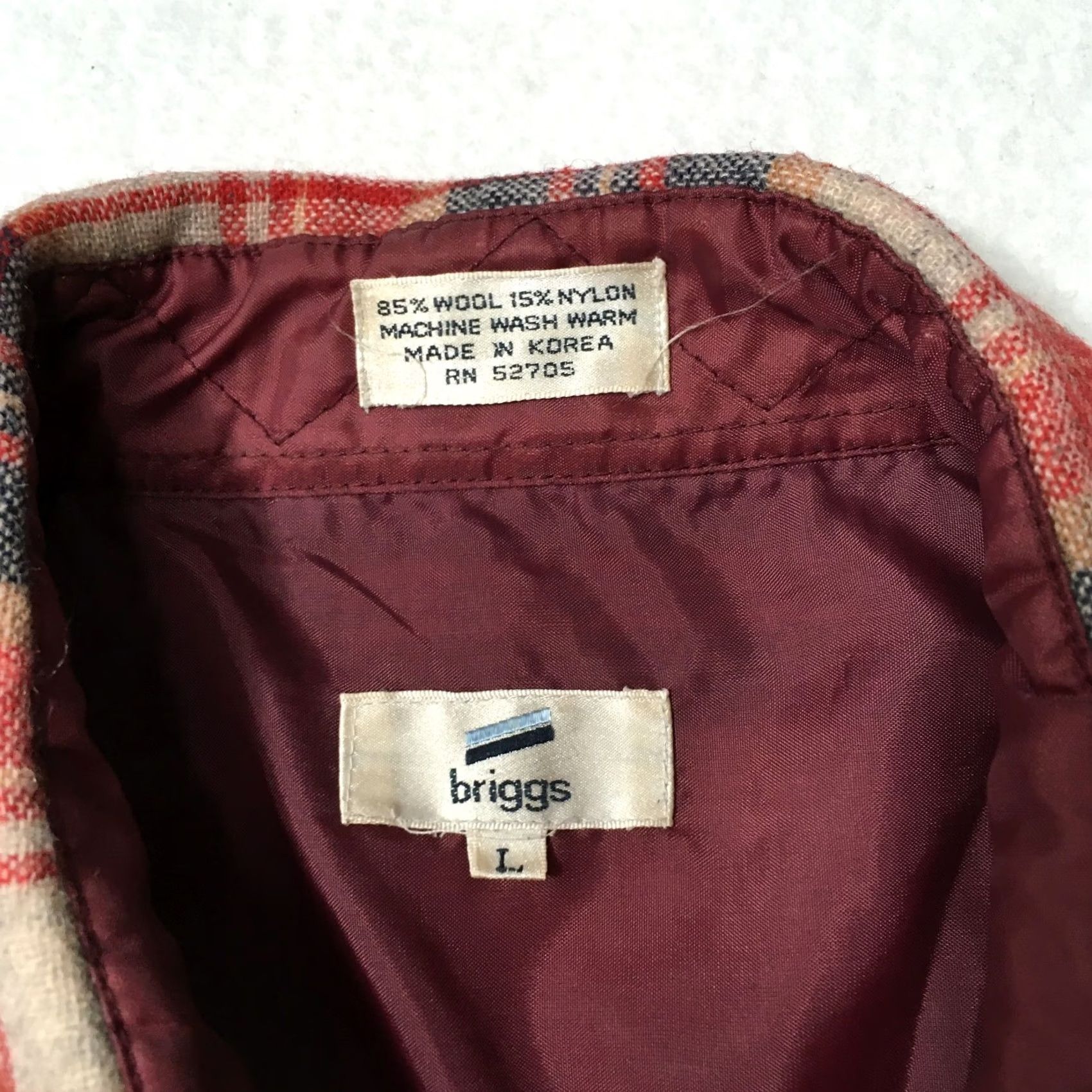 Vintage VINTAGE Briggs Flannel Shirt Large Red Plaid Wool Blend Western 70s Distressed Mens Shirt Size US L / EU 52-54 / 3 - 2 Thumbnail