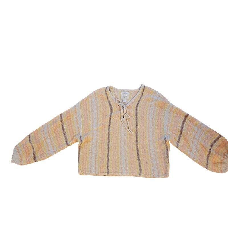 Designer Billa Bong Cropped Knit Sweater - Striped Yellow SZ M Size M / US 6-8 / IT 42-44 - 4 Thumbnail