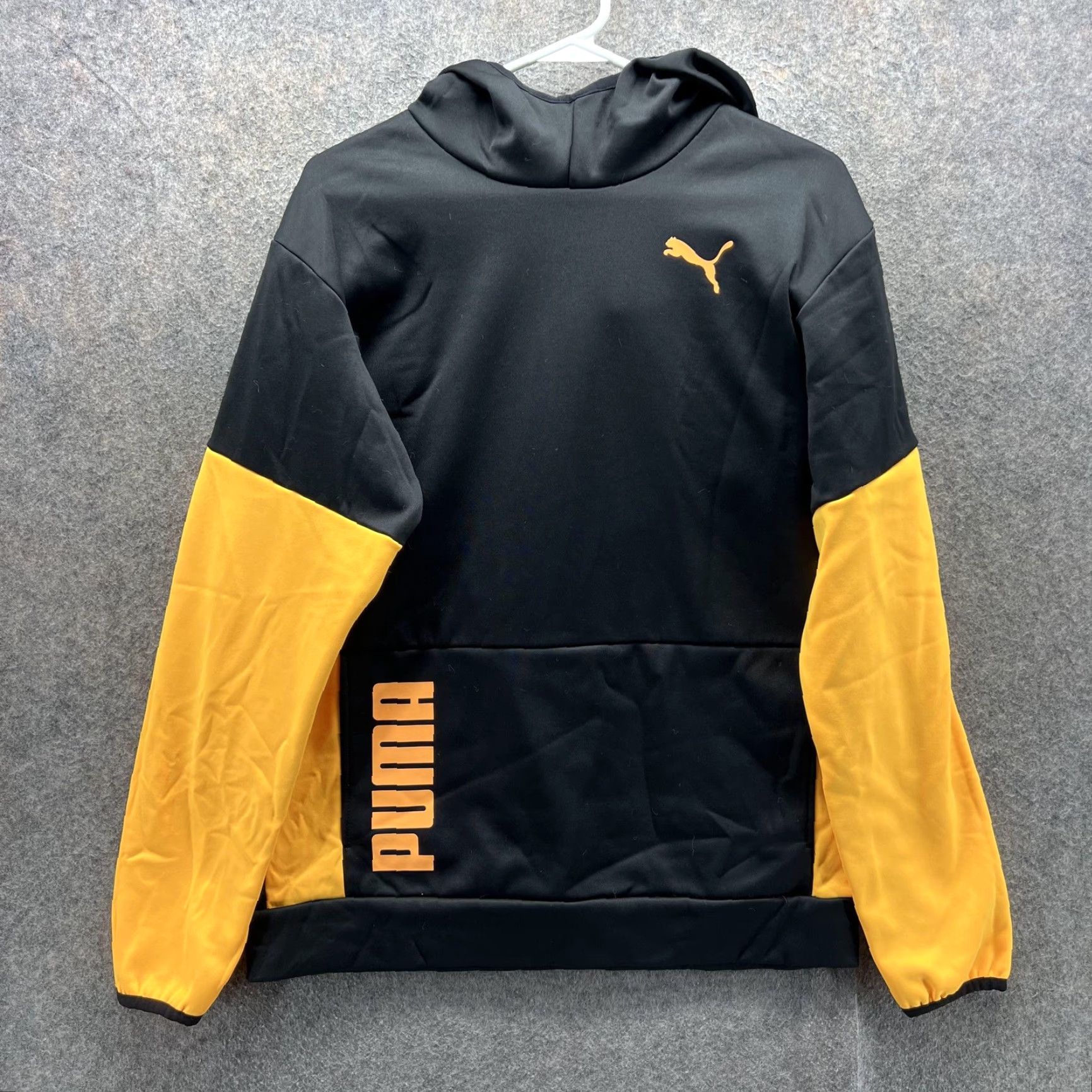 Puma Puma Hoodie Mens S Black Yellow Pullover Fleece Sweatshirt Training Logo Graphic Print Kangaroo Pocket Size US S / EU 44-46 / 1 - 2 Thumbnail