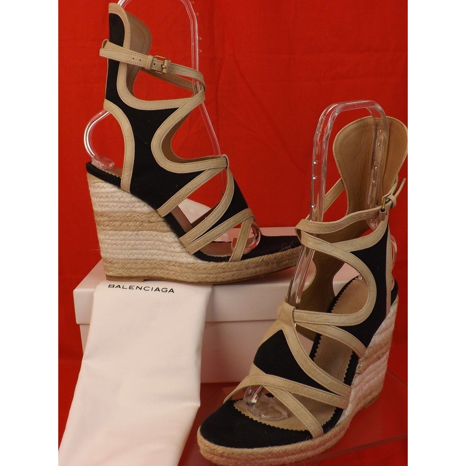Balenciaga BALENCIAGA COLOR BLOCK LEATHER CANVAS GLADIATOR SANDALS 39 Size US 9 / IT 39 - 2 Thumbnail