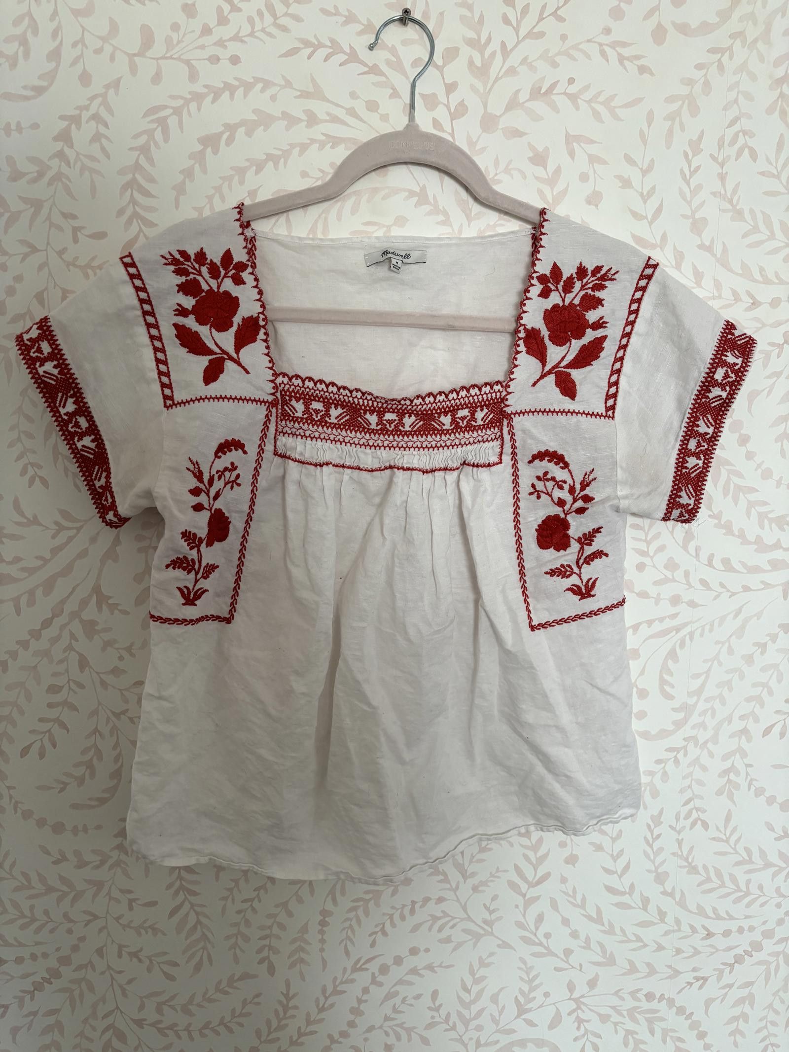 Madewell Madewell Embroidered Red Floral Top - Medium Size M / US 6-8 / IT 42-44 - 1 Thumbnail